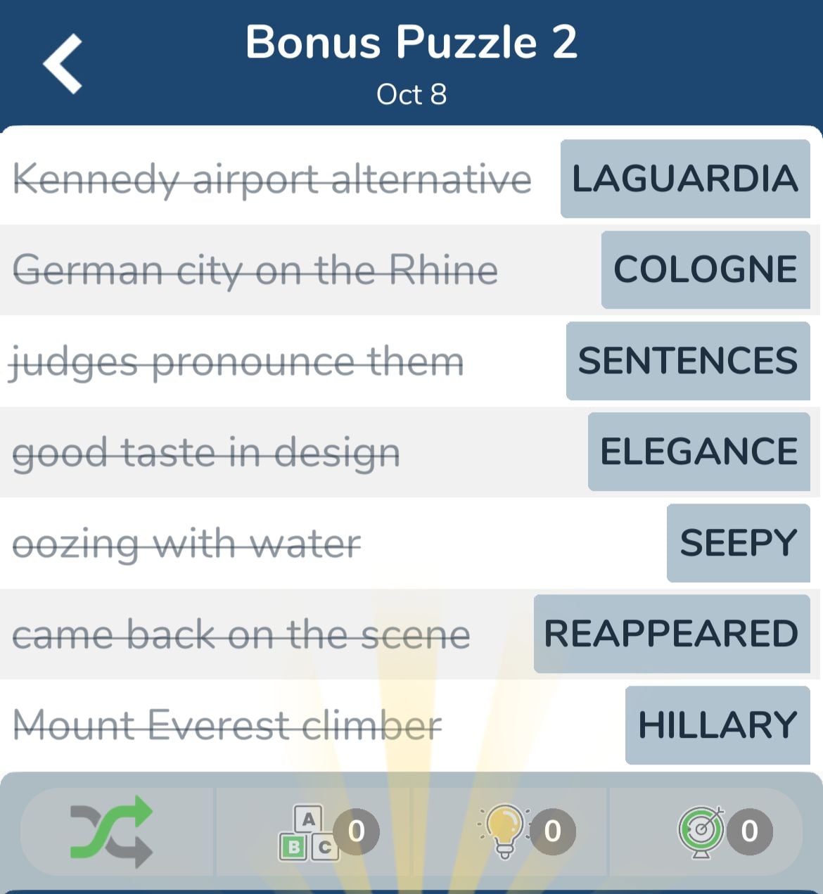 7 Little Words October 8 2024 Bonus 2