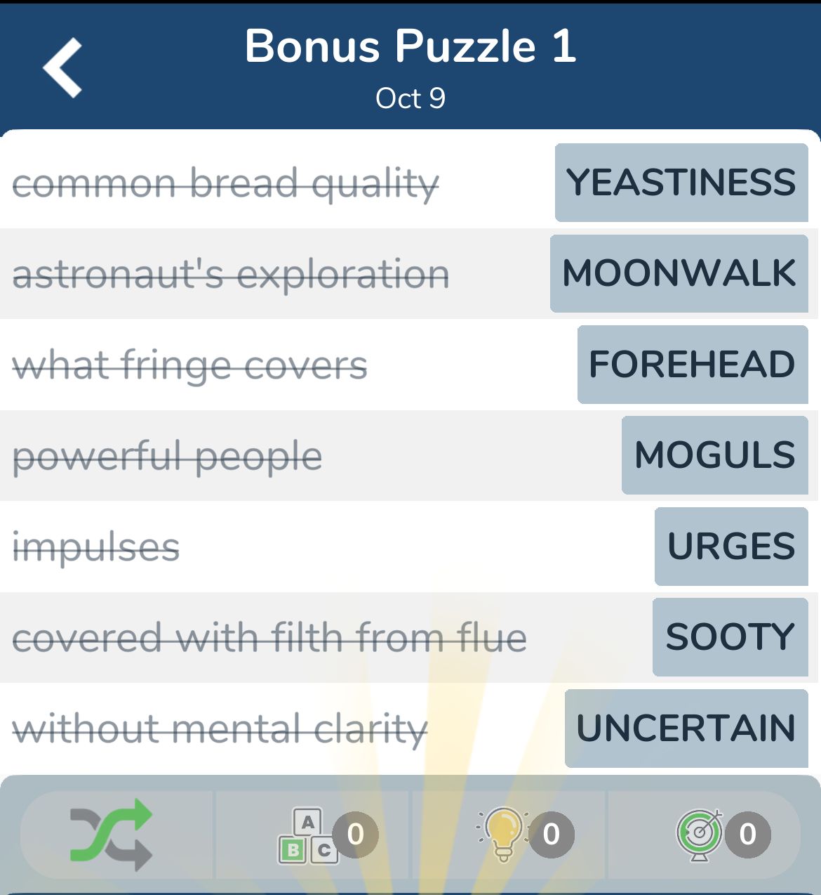 7 Little Words October 9 2024 Bonus 1