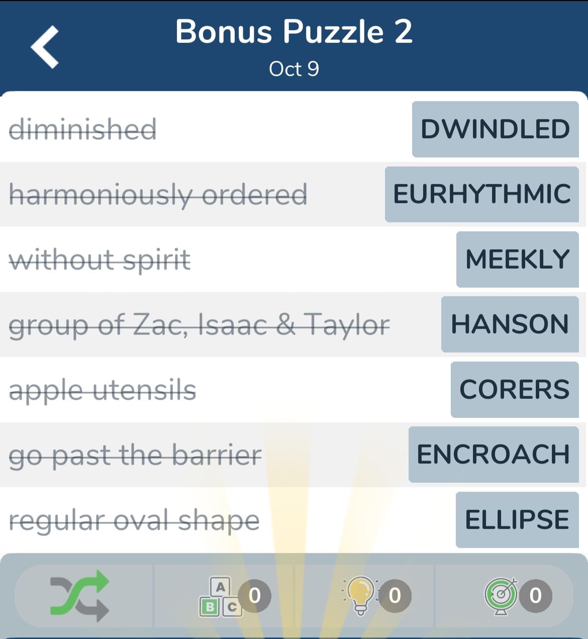 7 Little Words October 9 2024 Bonus 2