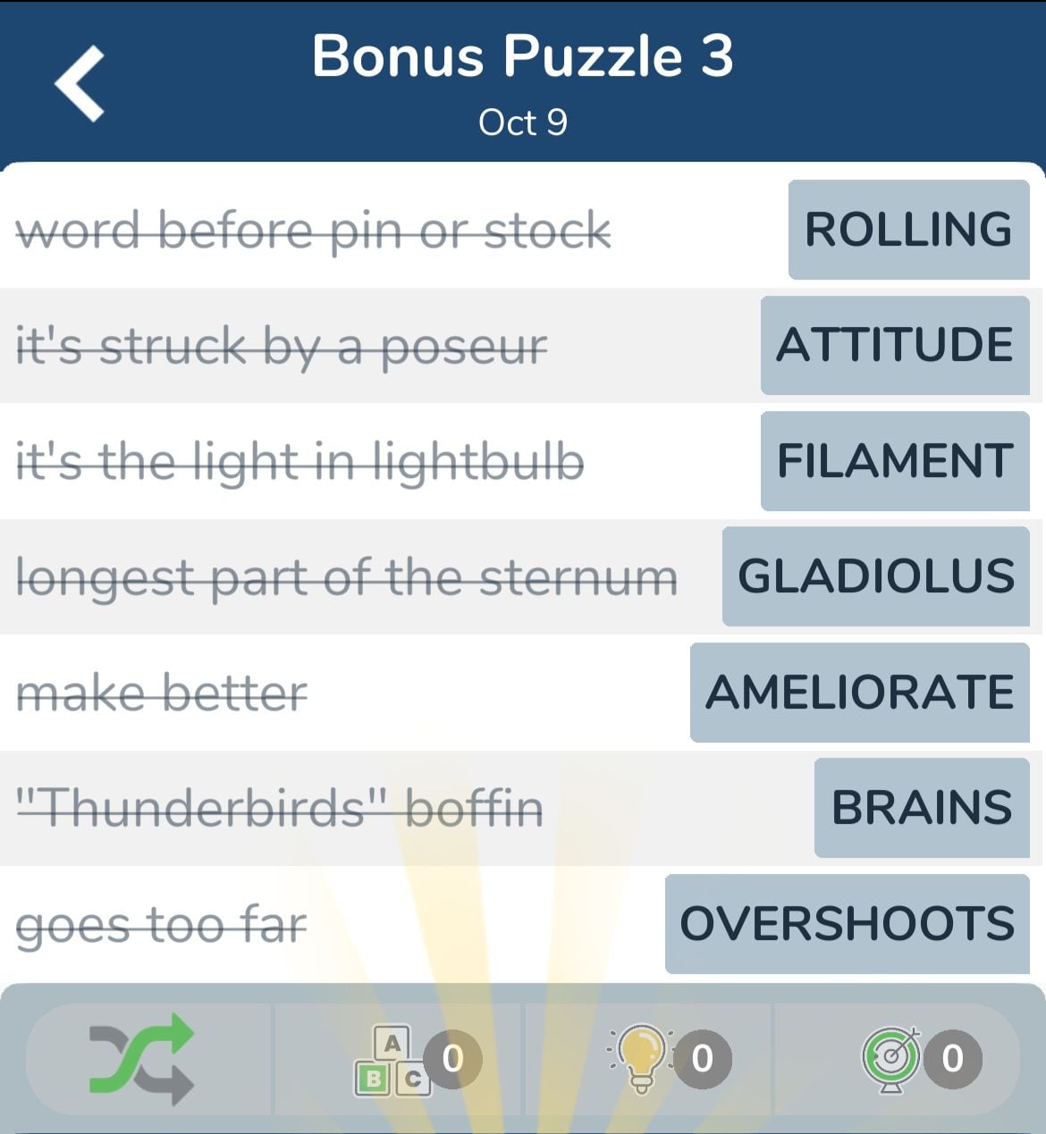 7 Little Words October 9 2024 Bonus 3