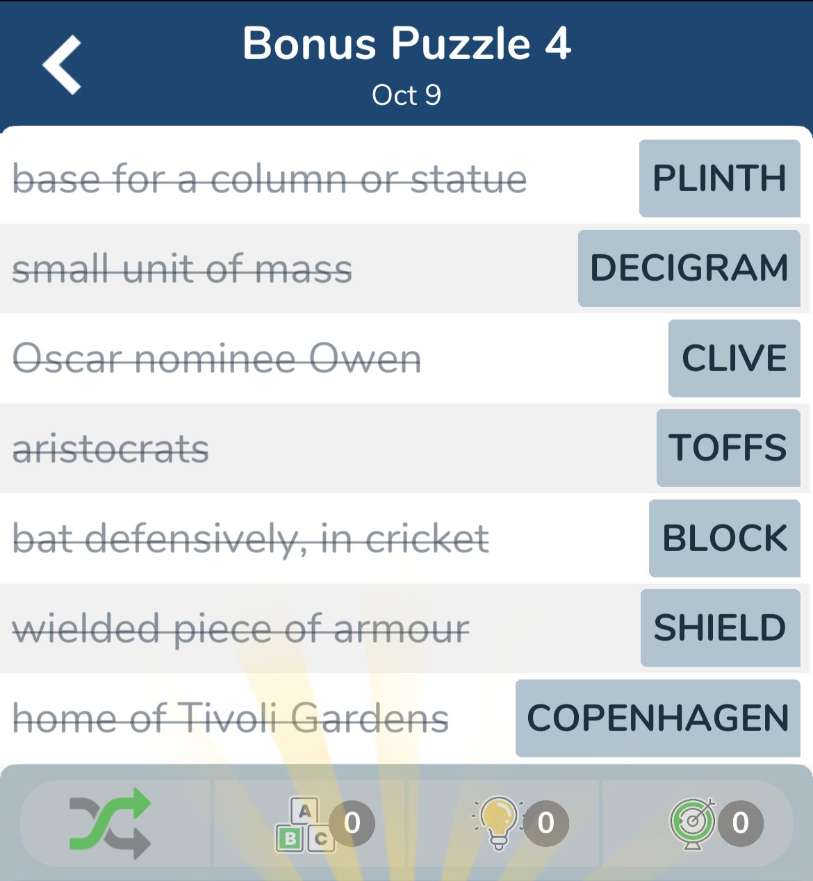7 Little Words October 9 2024 Bonus 4