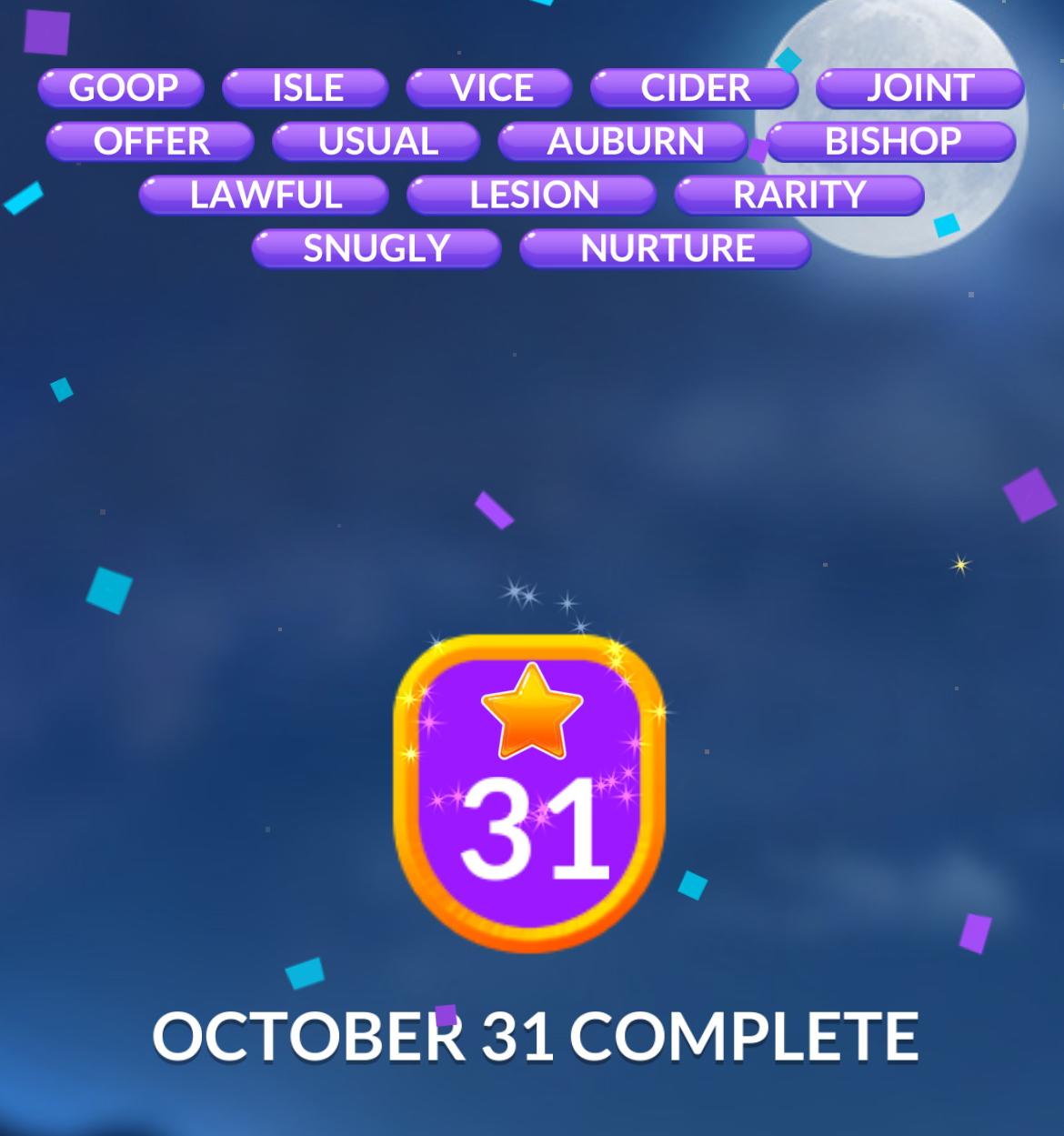 Word Stacks Daily Puzzle October 31 2024