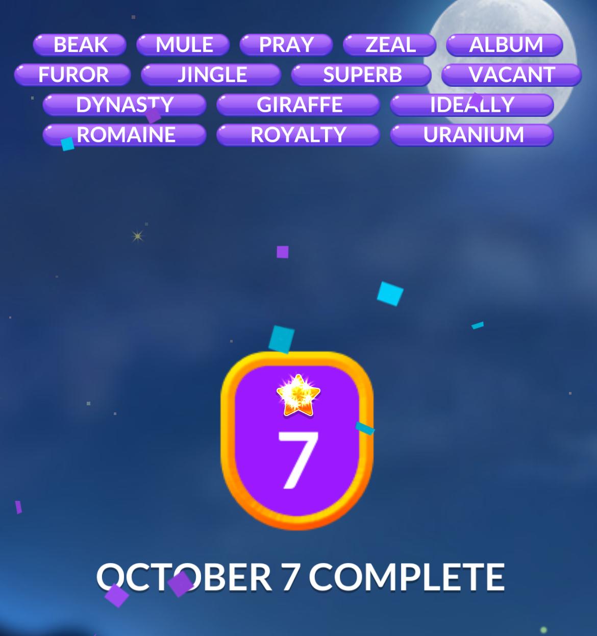 Word Stacks Daily Puzzle October 7 2024