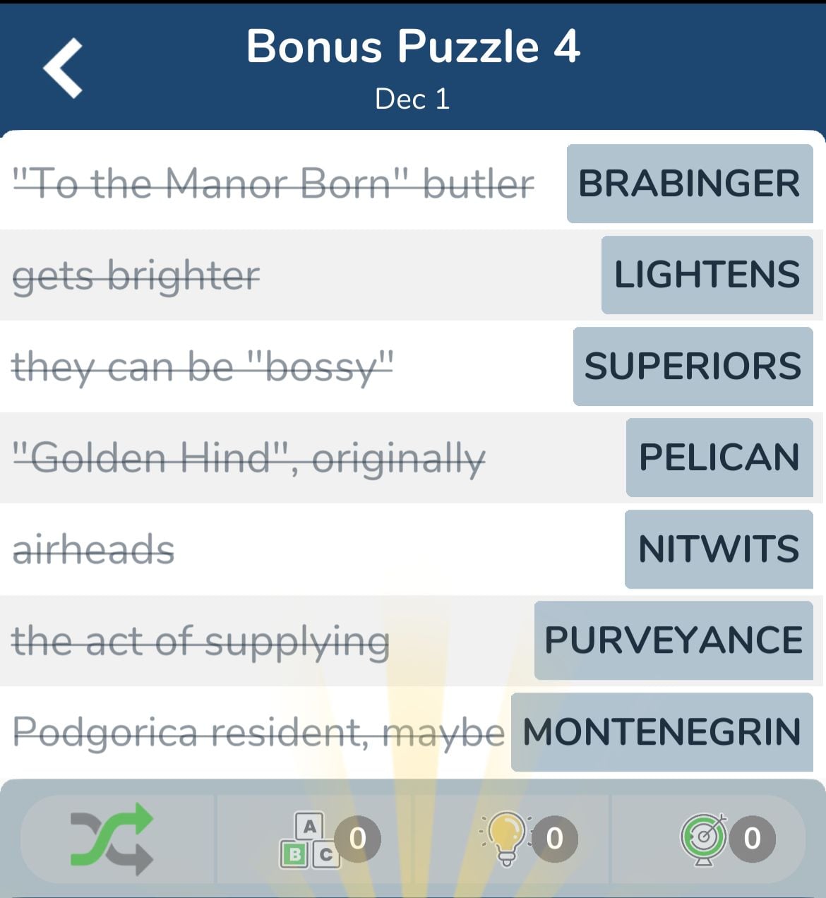 7 Little Words December 1 2024 Bonus 4