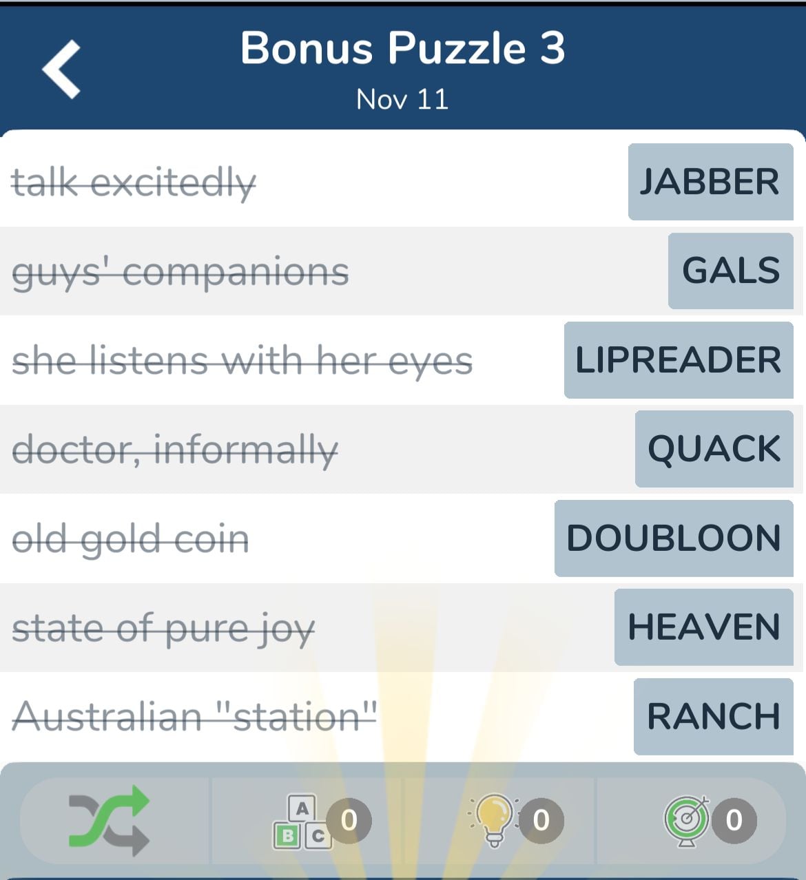 7 Little Words November 11 2024 Bonus 3