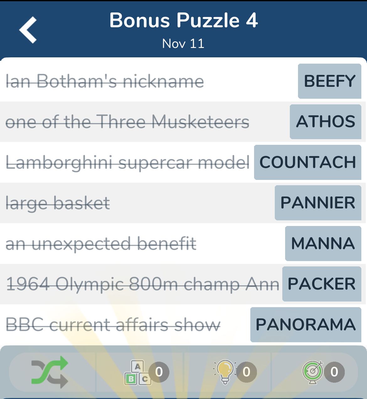 7 Little Words November 11 2024 Bonus 4