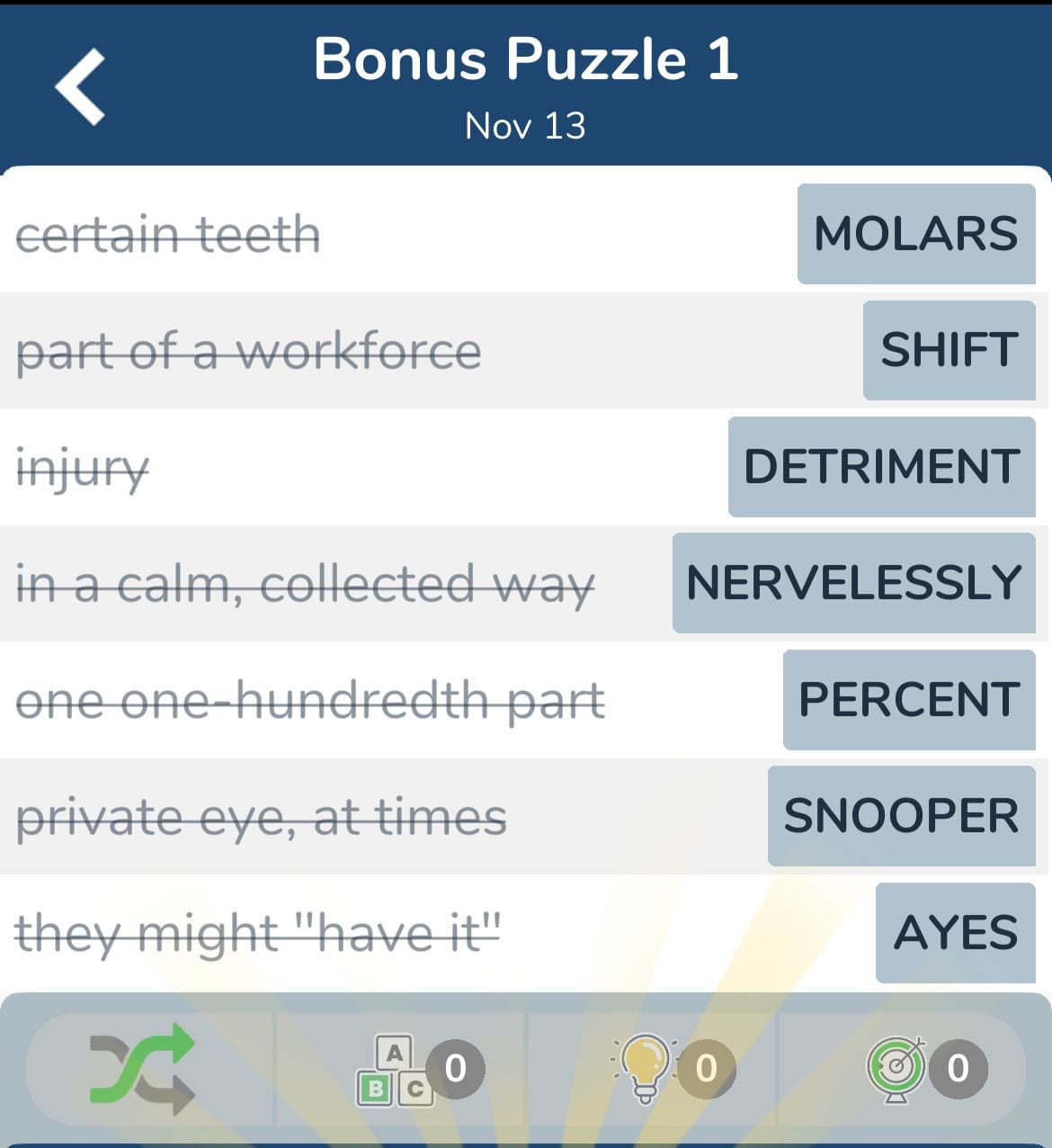 7 Little Words November 13 2024 Bonus 1