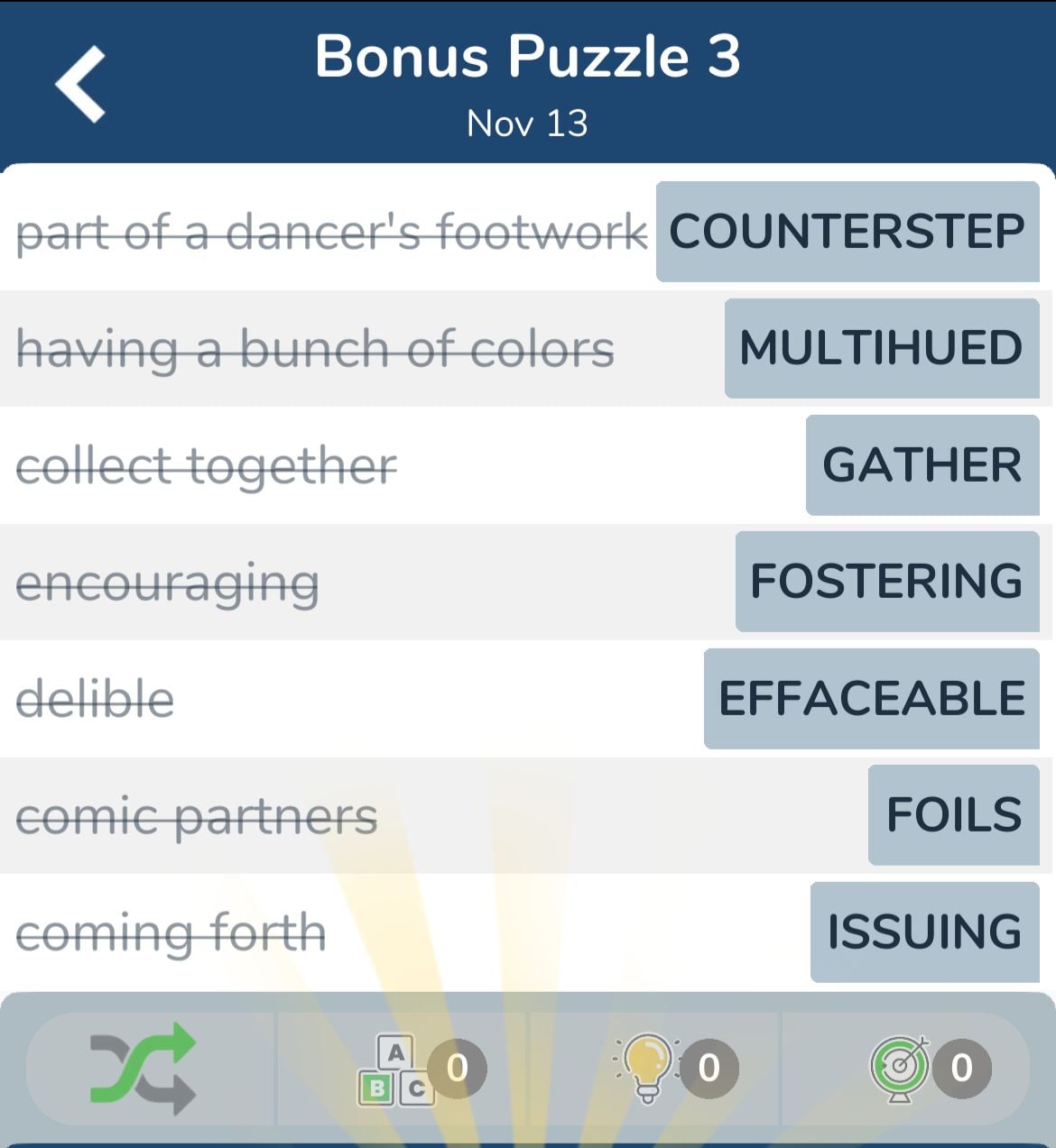 7 Little Words November 13 2024 Bonus 3