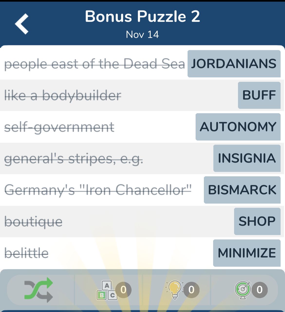 7 Little Words November 14 2024 Bonus 2