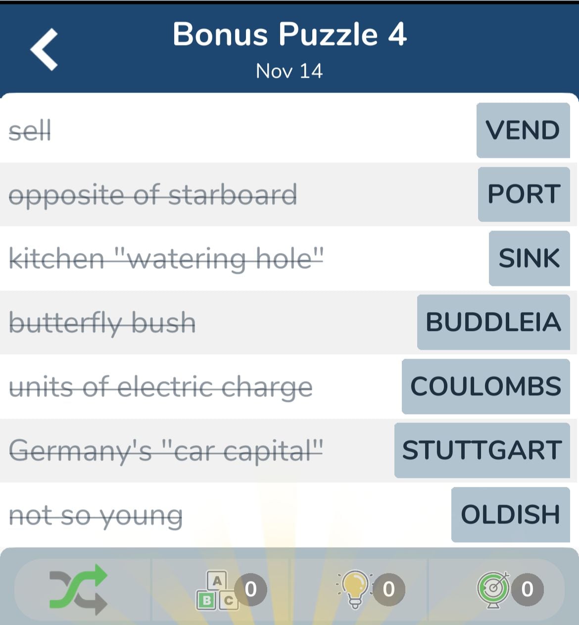 7 Little Words November 14 2024 Bonus 4