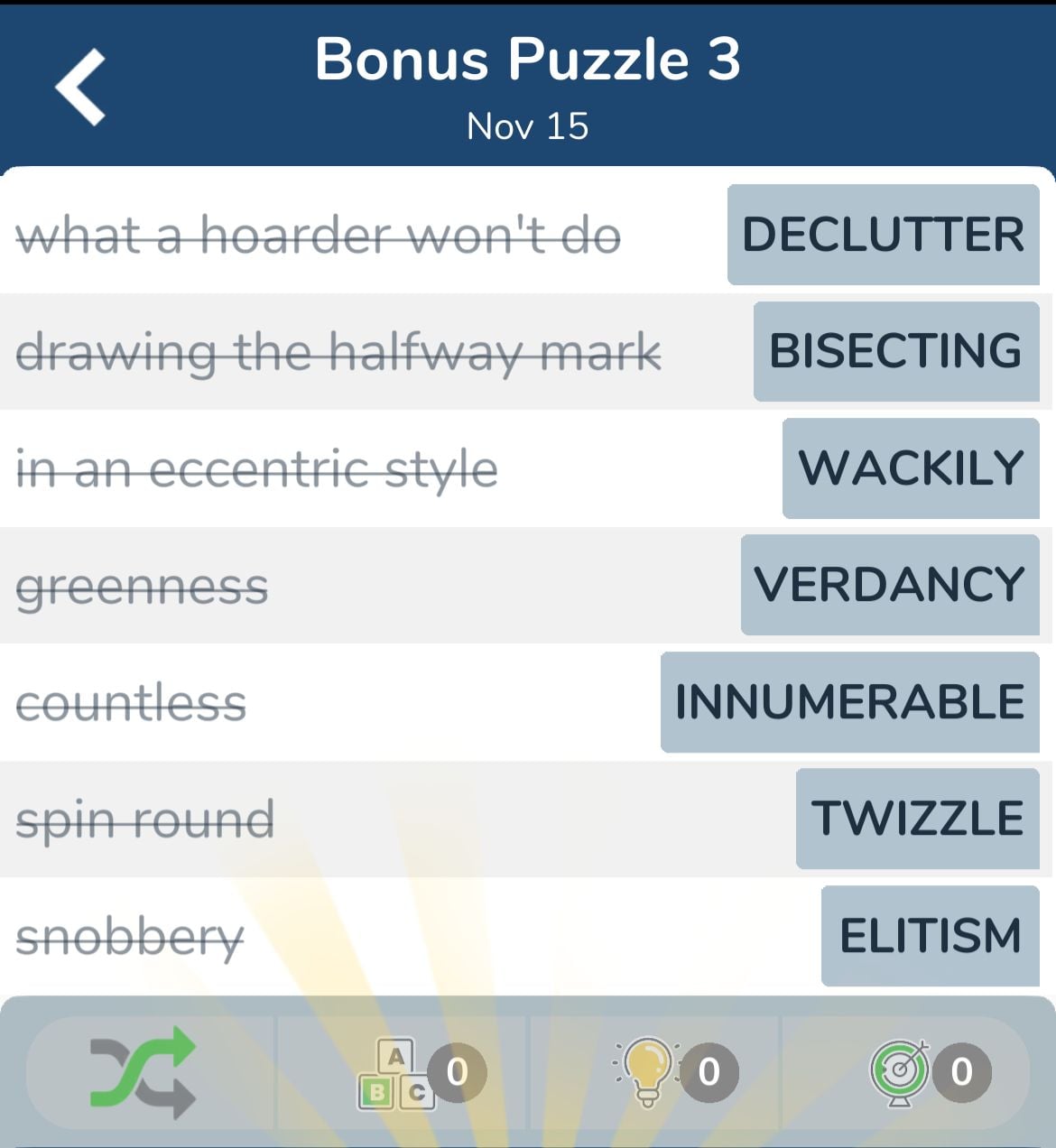 7 Little Words November 15 2024 Bonus 3