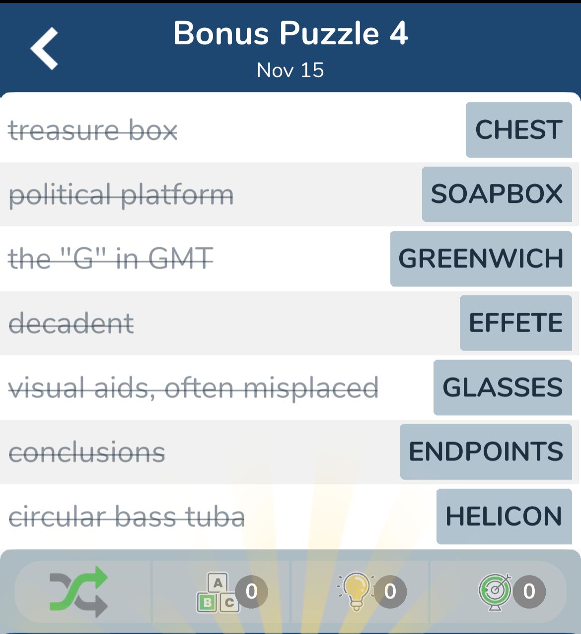 7 Little Words November 15 2024 Bonus 4
