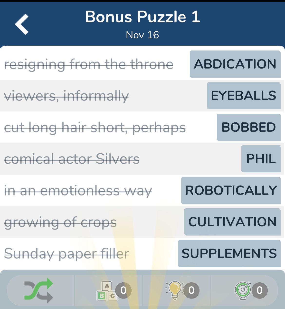 7 Little Words November 16 2024 Bonus 1