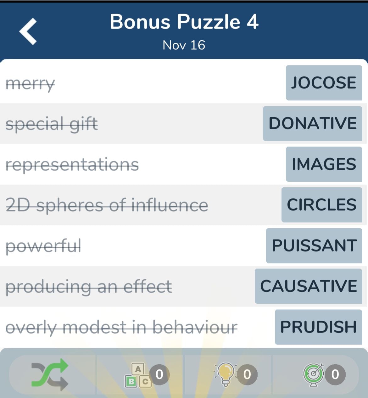 7 Little Words November 16 2024 Bonus 4