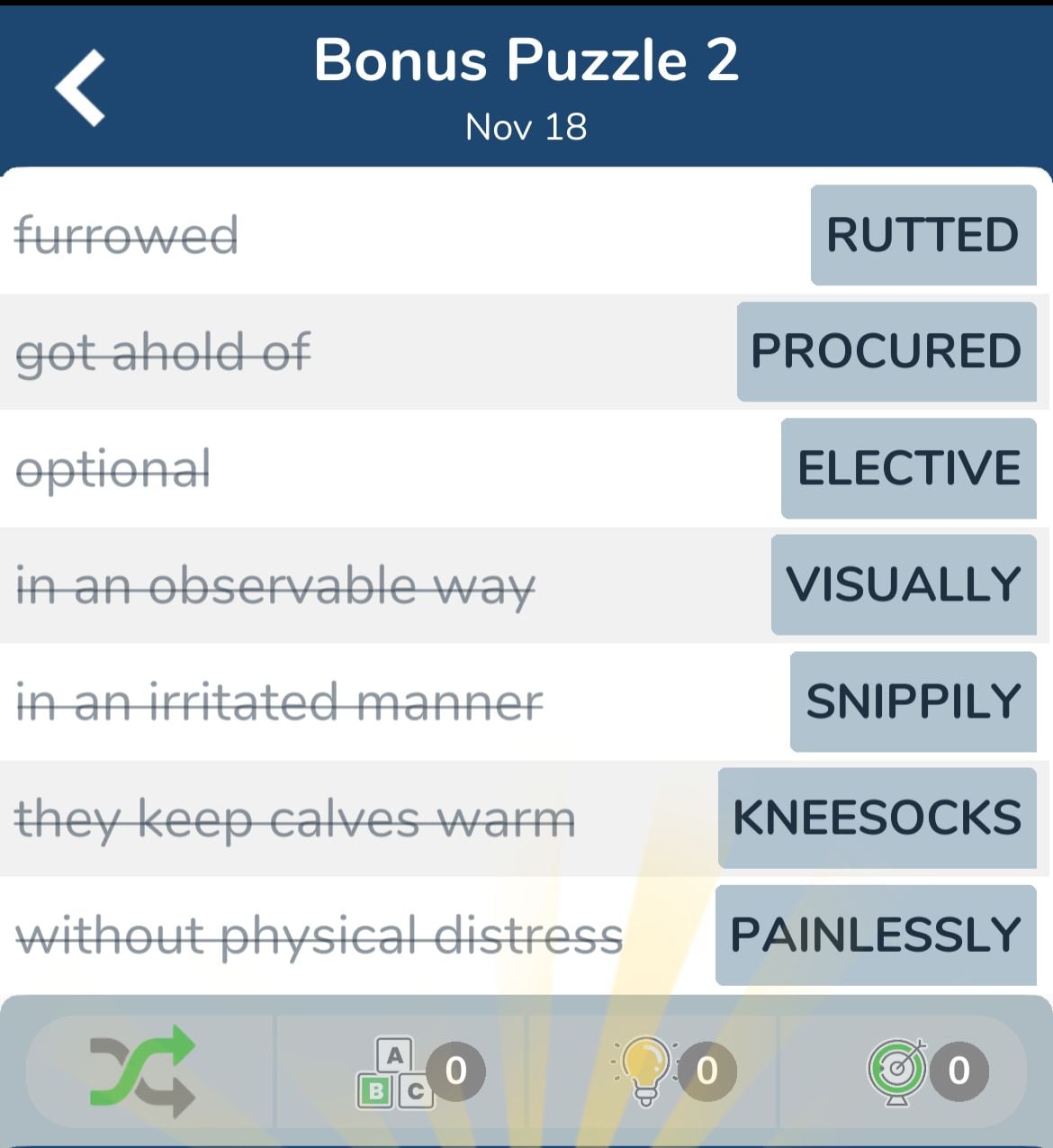 7 Little Words November 18 2024 Bonus 2