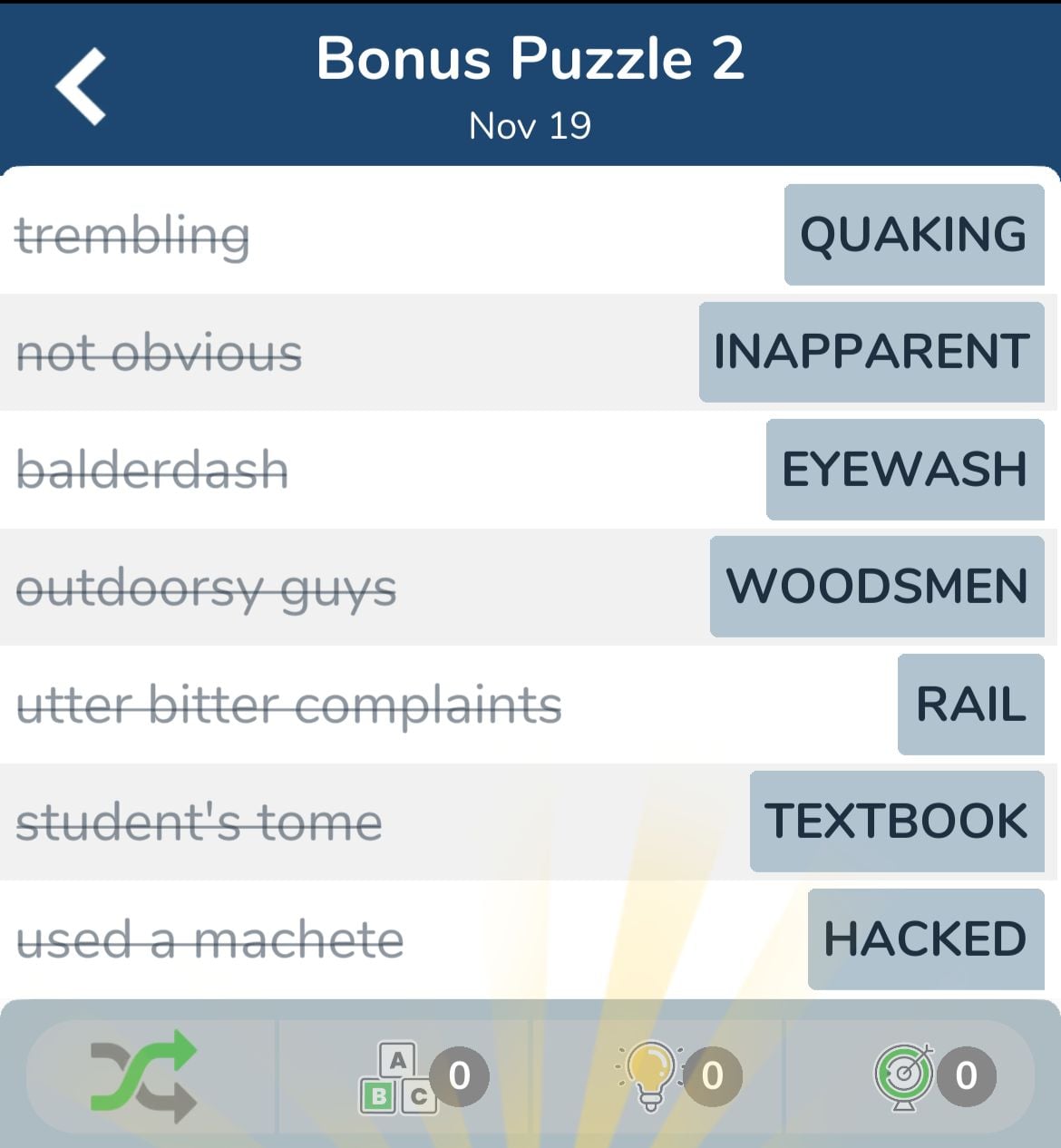 7 Little Words November 19 2024 Bonus 2