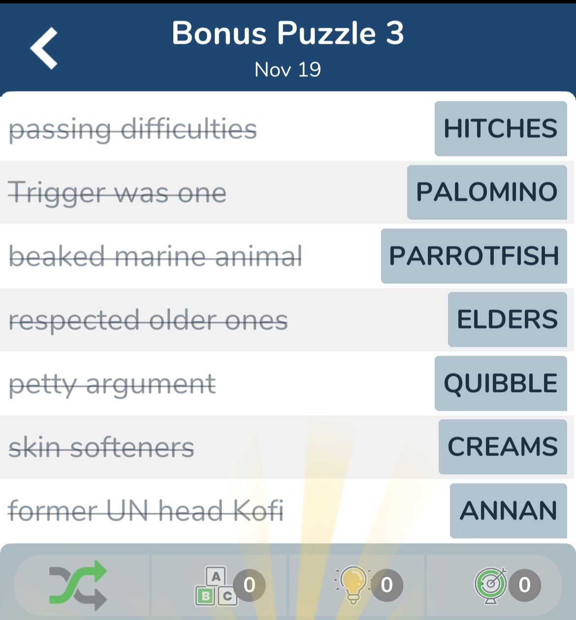 7 Little Words November 19 2024 Bonus 3