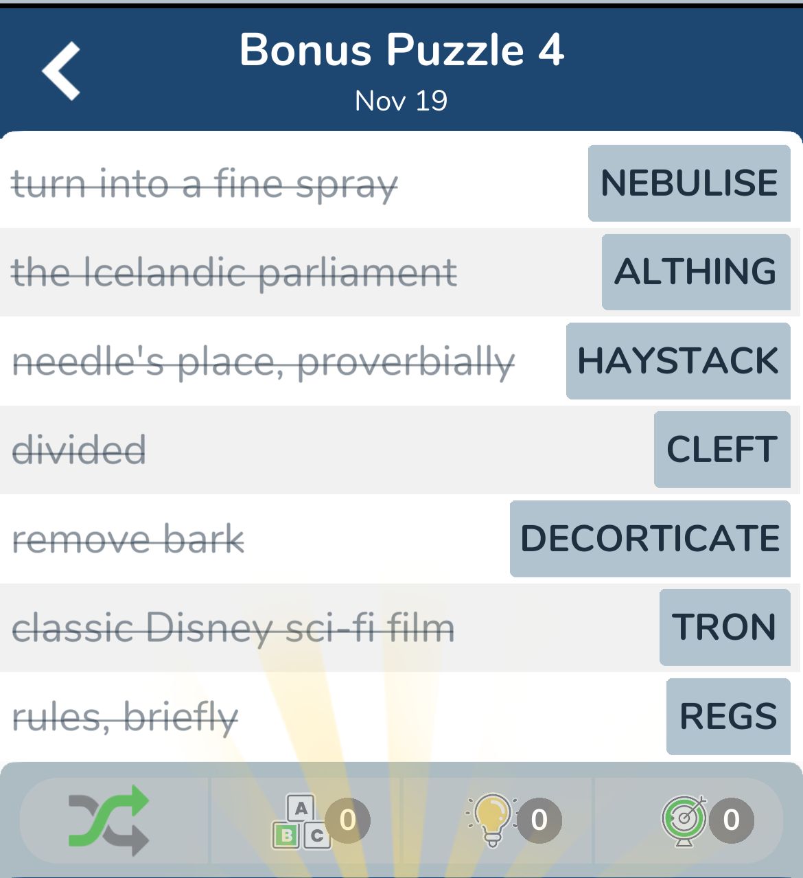 7 Little Words November 19 2024 Bonus 4