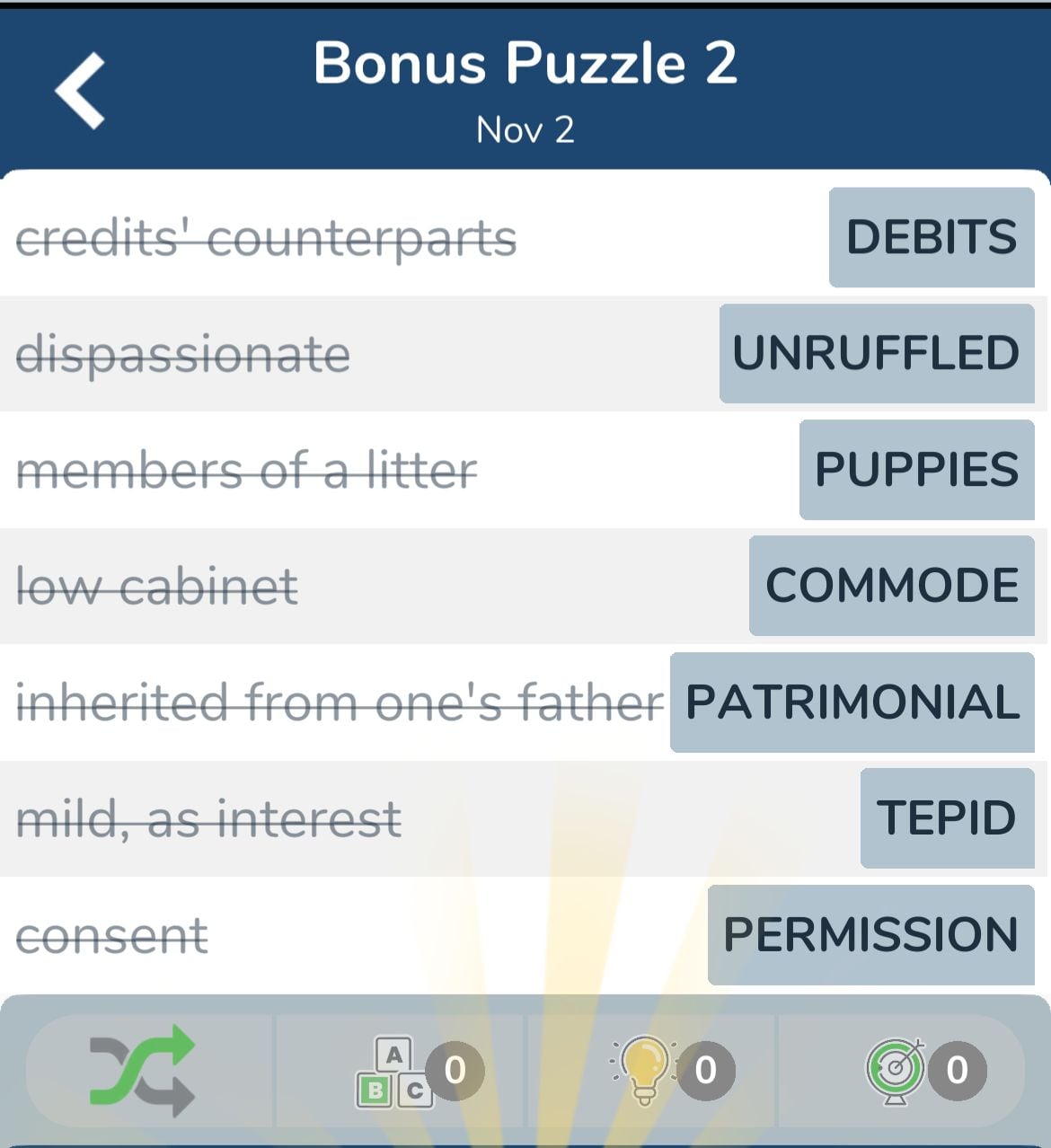 7 Little Words November 2 2024 Bonus 2