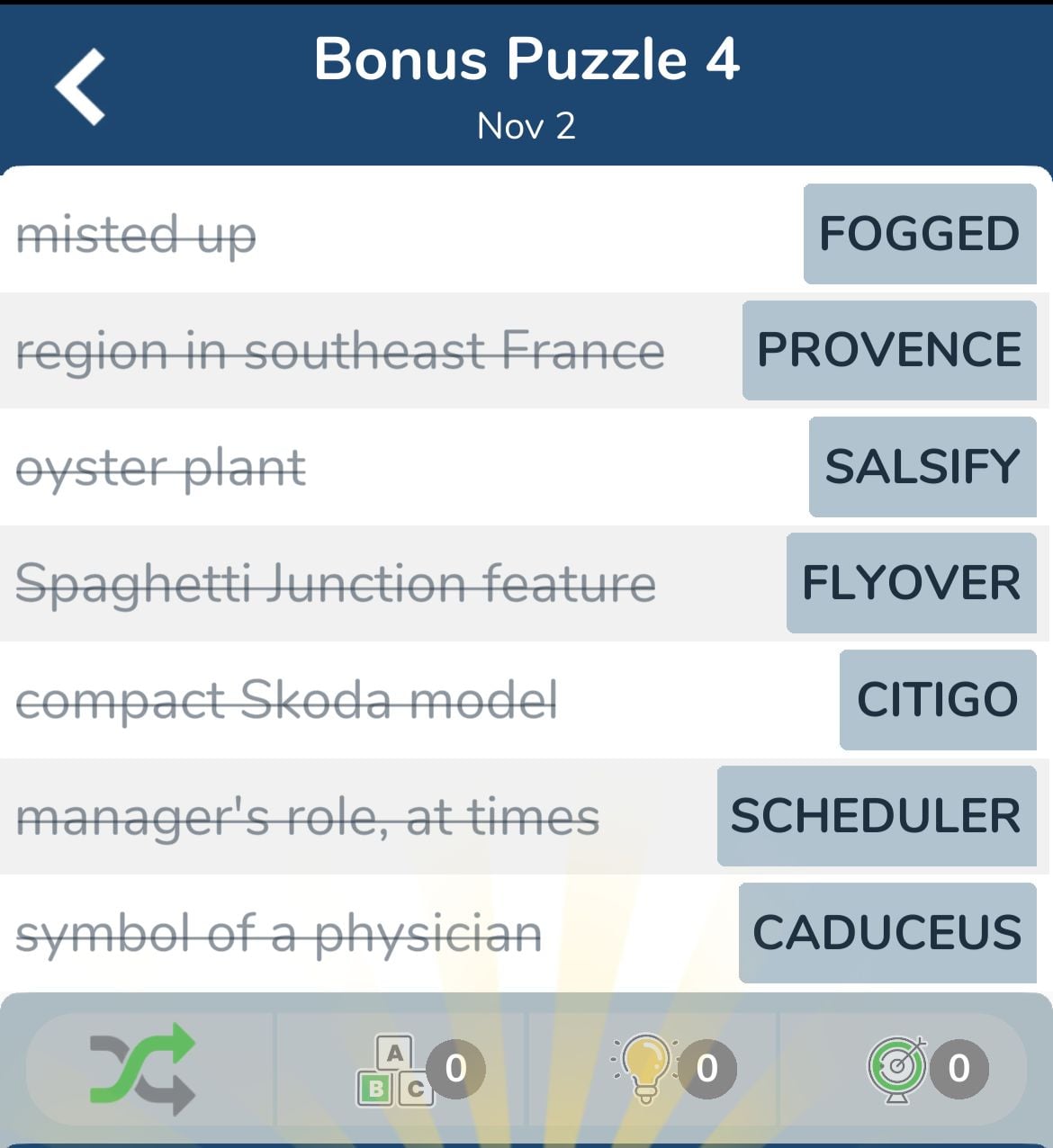 7 Little Words November 2 2024 Bonus 4