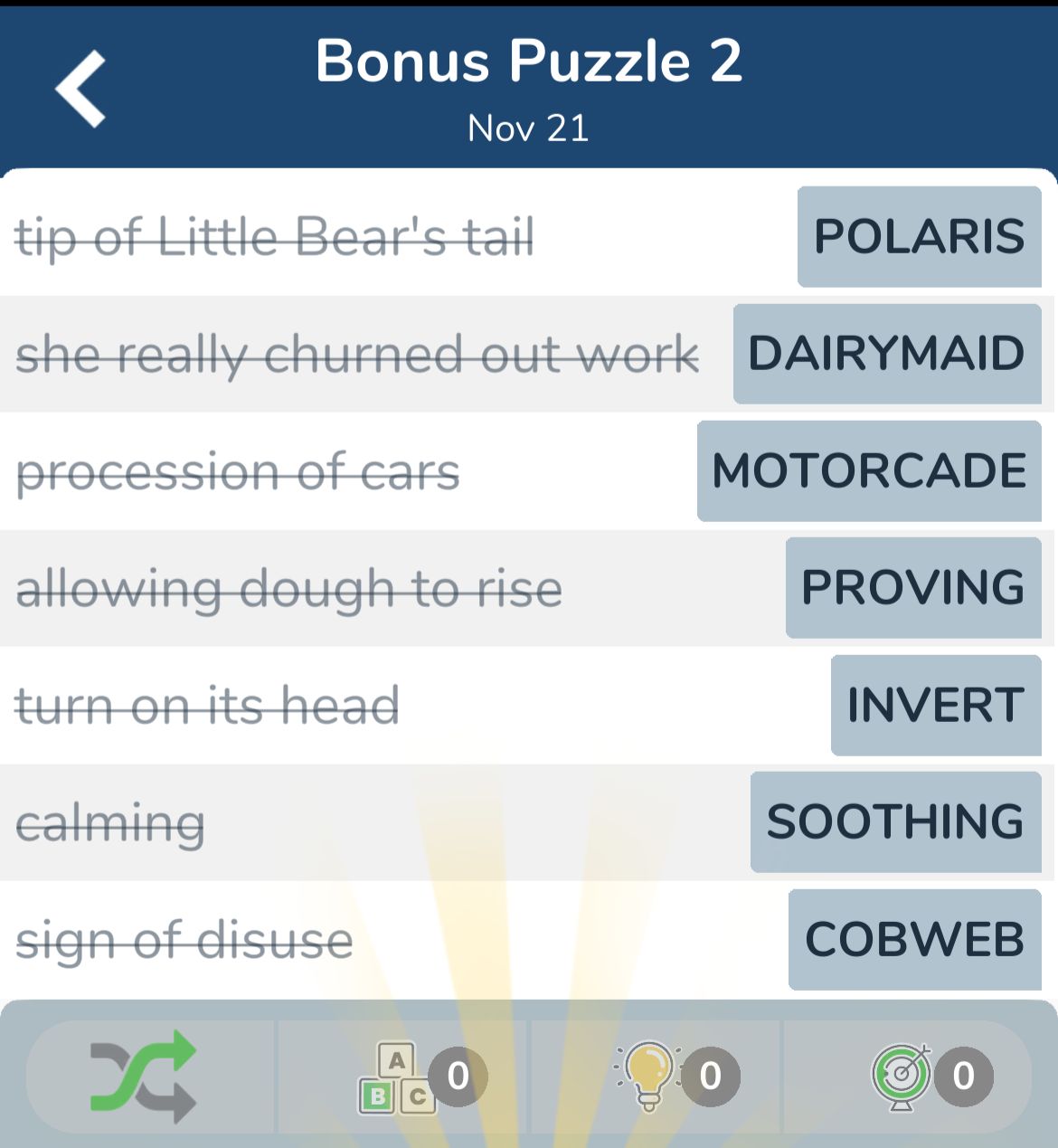 7 Little Words November 21 2024 Bonus 2
