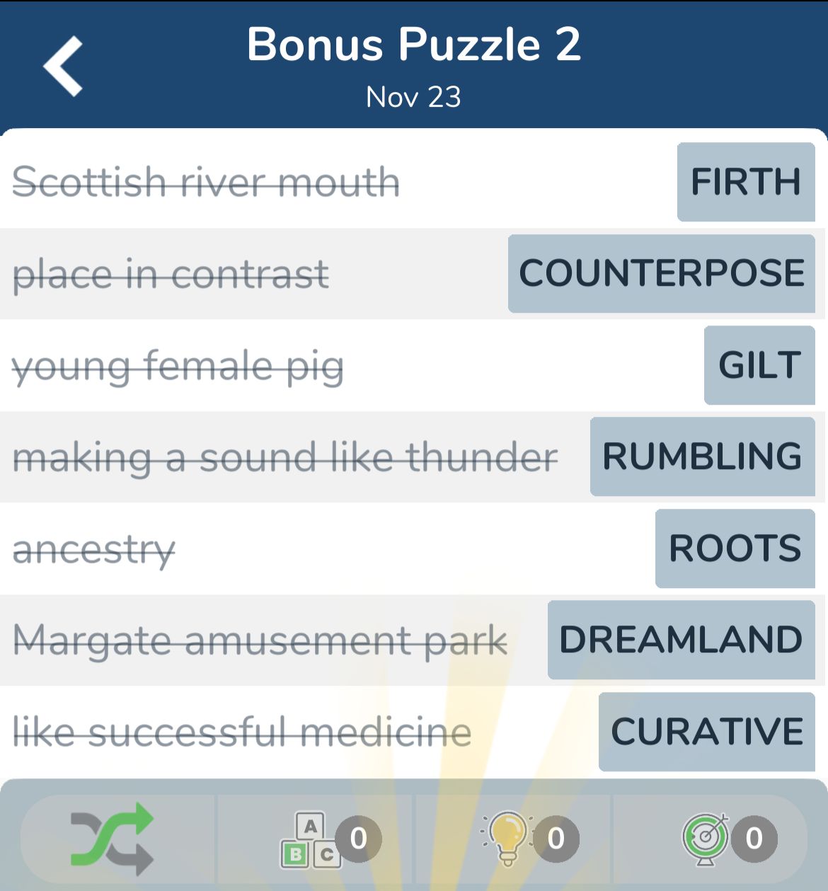 7 Little Words November 23 2024 Bonus 2