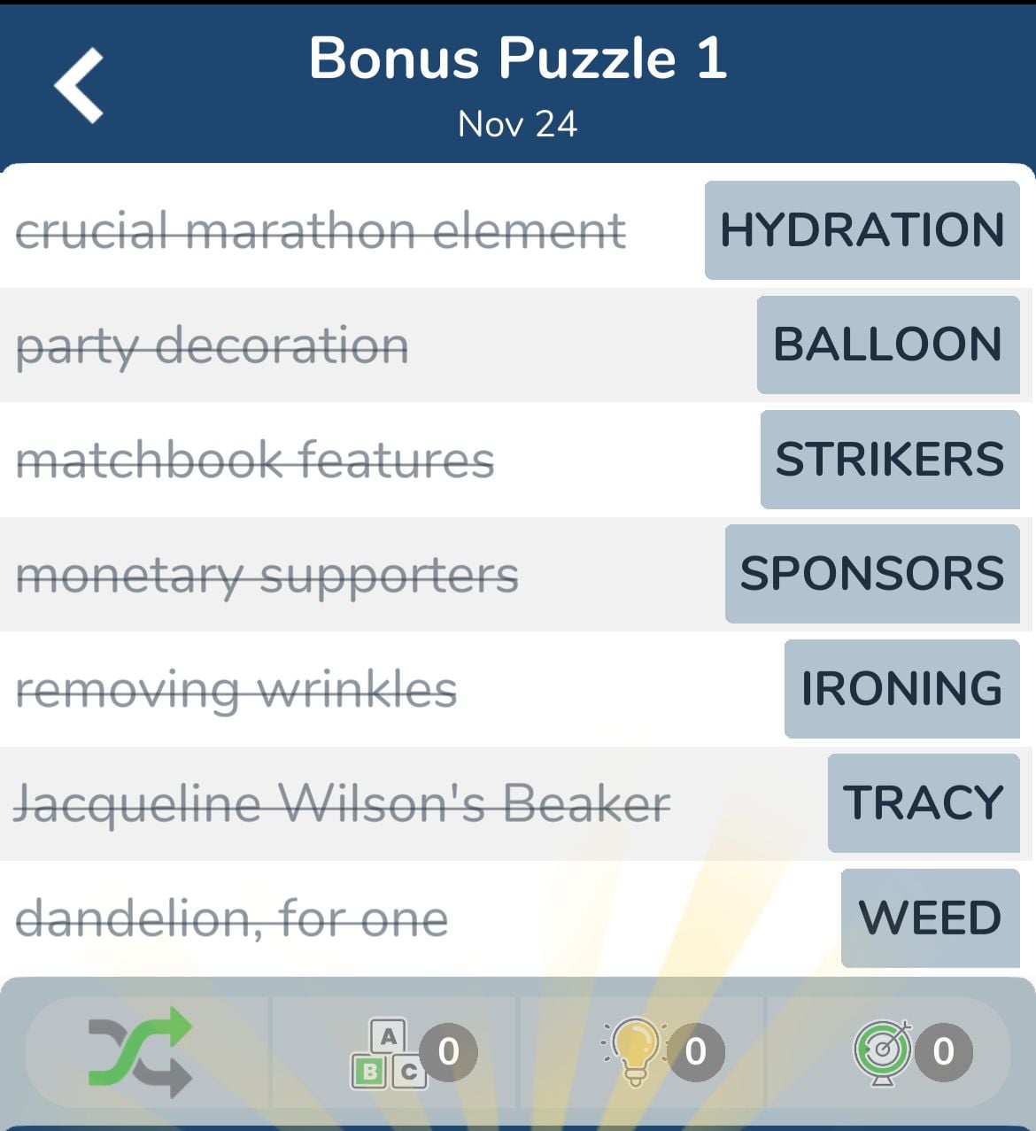 7 Little Words November 24 2024 Bonus 1 7 Little Words November 24 2024 Bonus 1