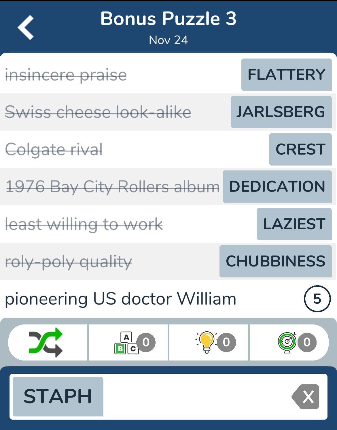 7 Little Words November 24 2024 Bonus 3 7 Little Words November 24 2024 Bonus 3