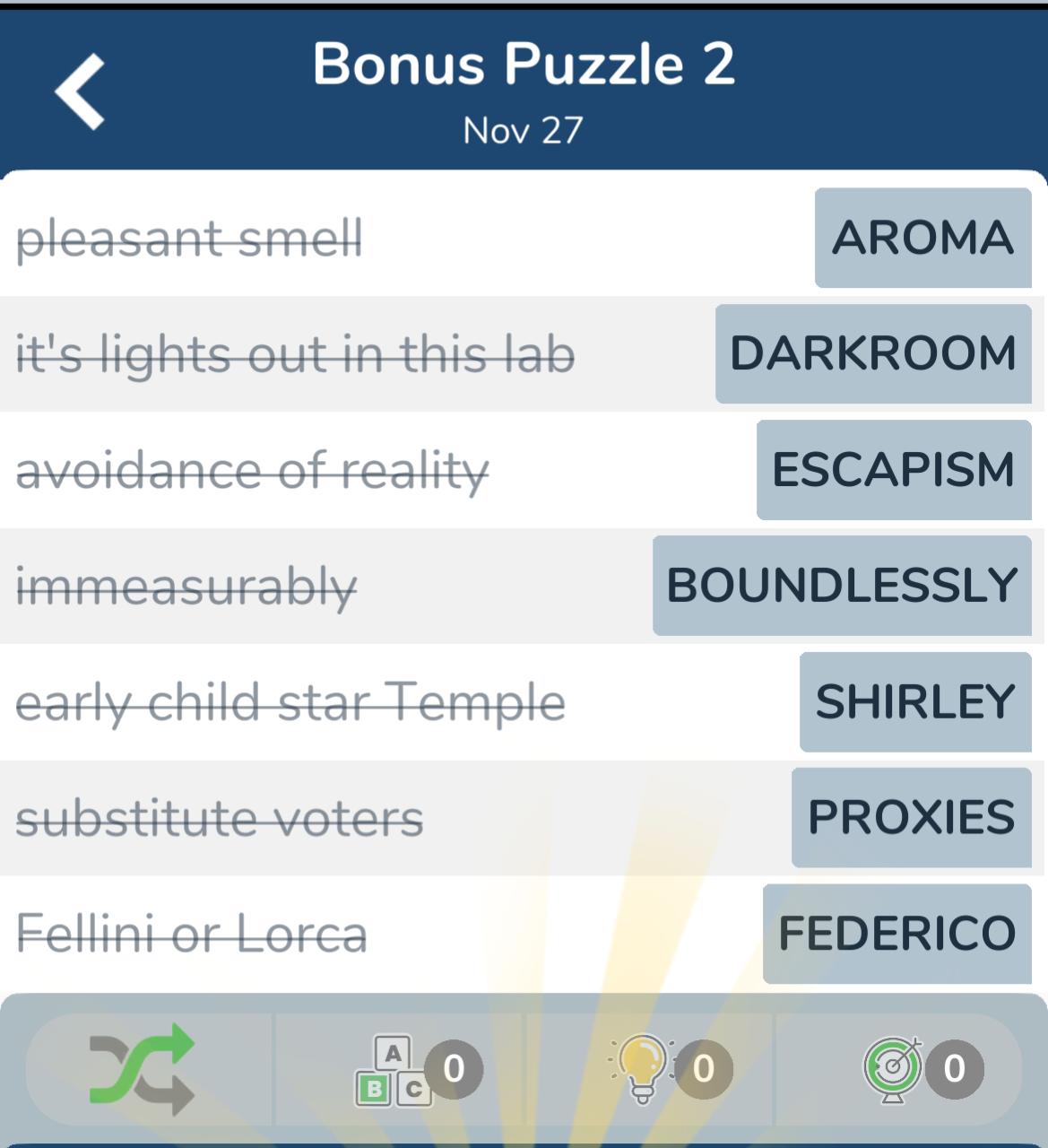 7 Little Words November 27 2024 Bonus 2
