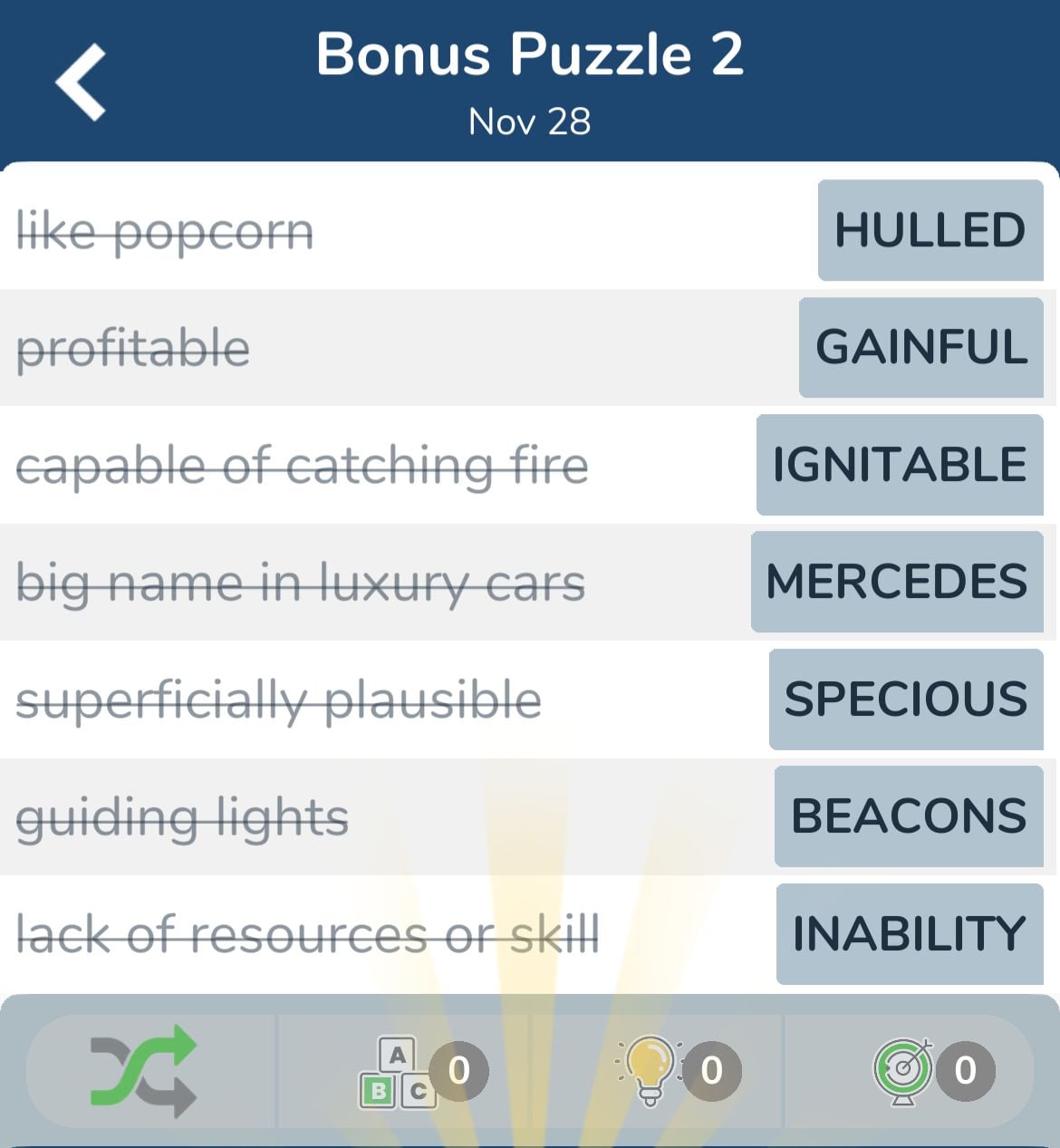 7 Little Words November 28 2024 Bonus 2