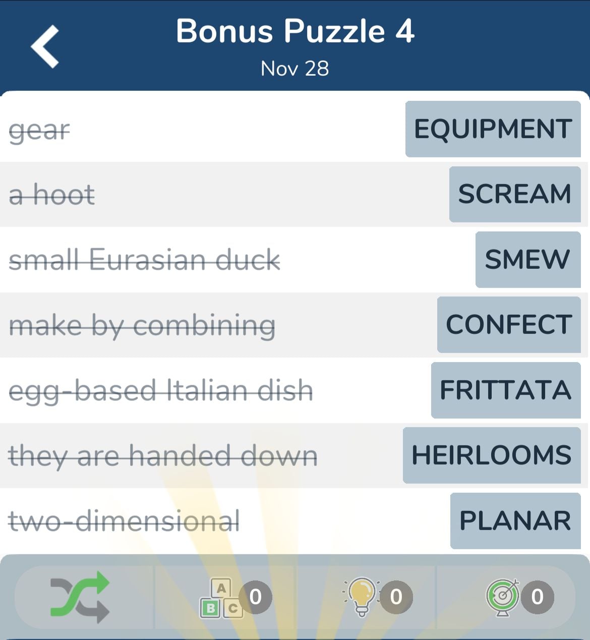 7 Little Words November 28 2024 Bonus 4