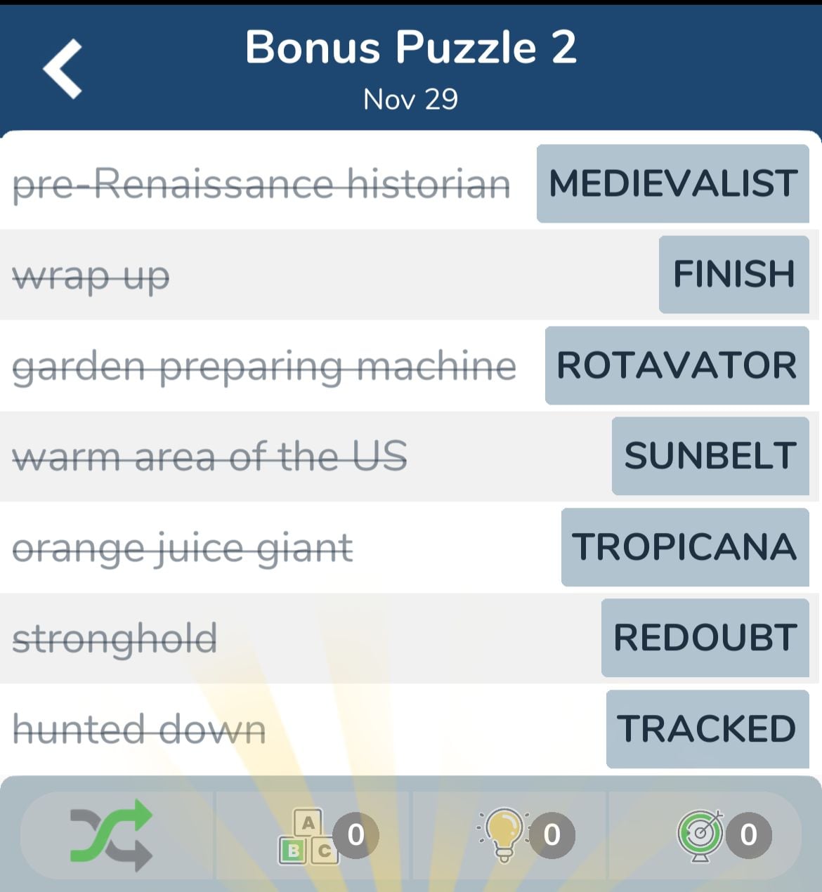 7 Little Words November 29 2024 Bonus 2