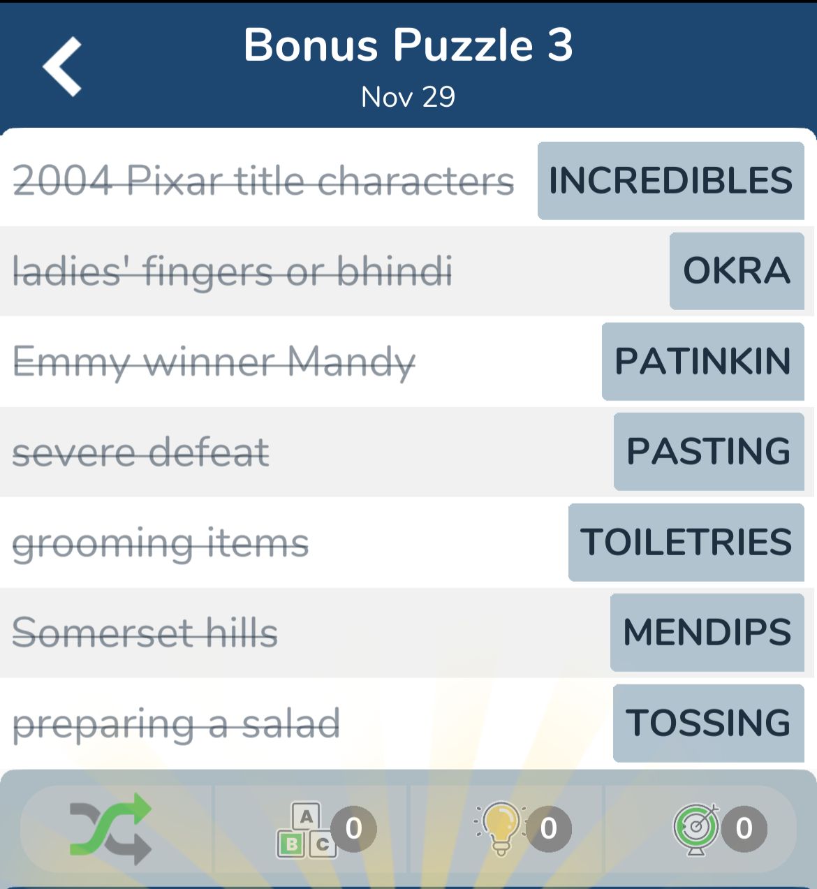 7 Little Words November 29 2024 Bonus 3