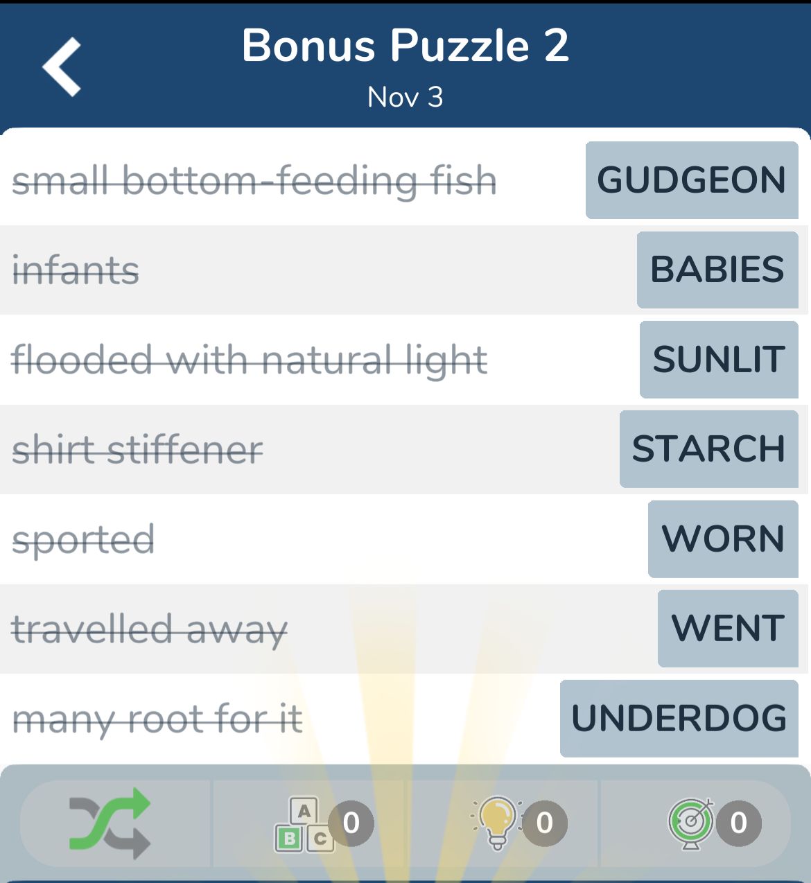 7 Little Words November 3 2024 Bonus 2
