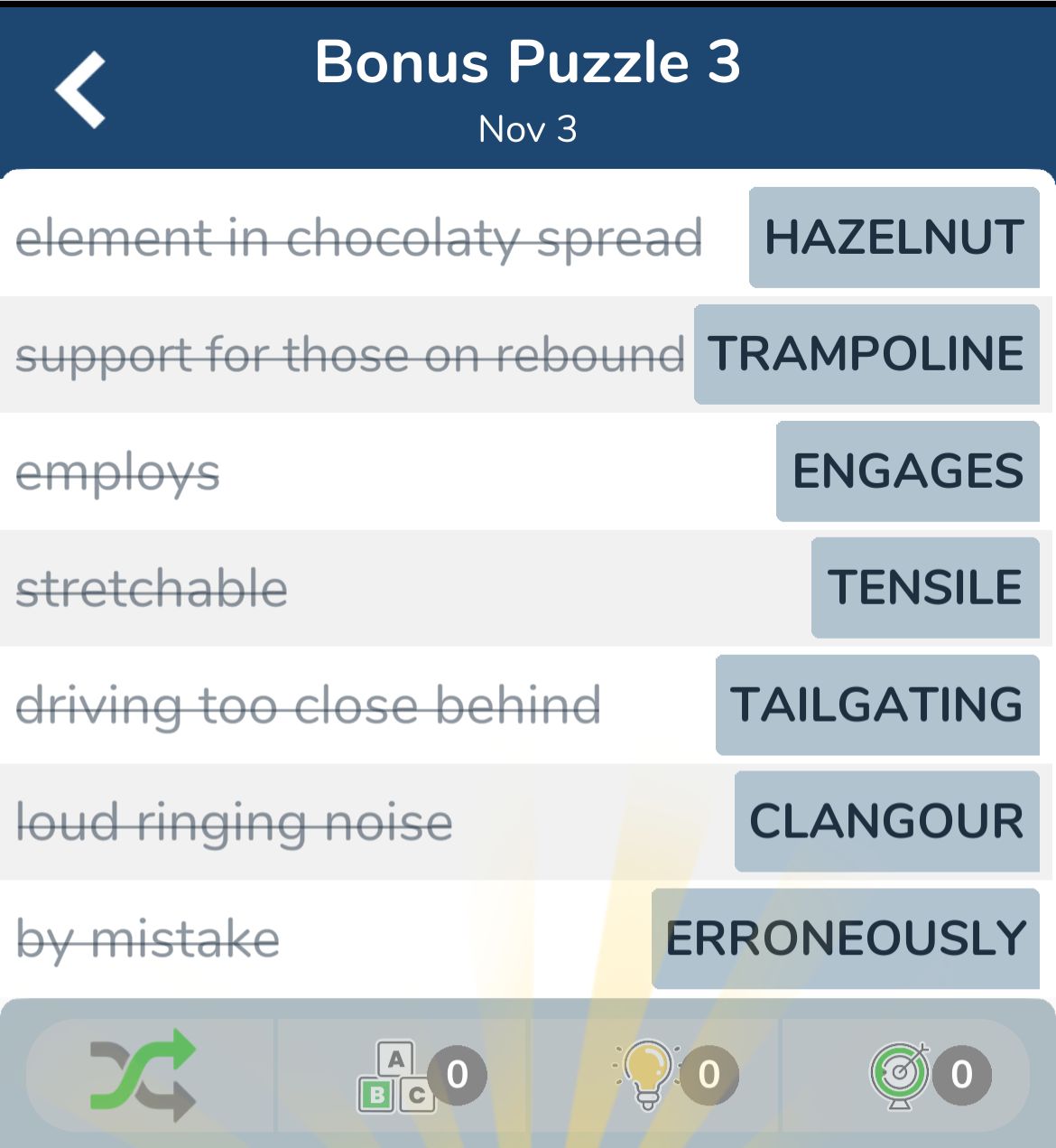 7 Little Words November 3 2024 Bonus 3