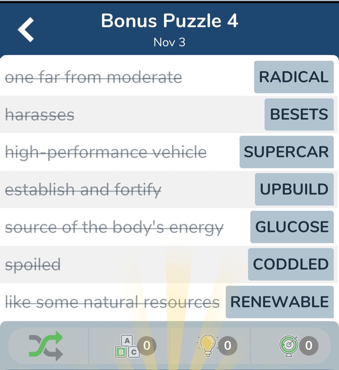 7 Little Words November 3 2024 Bonus 4