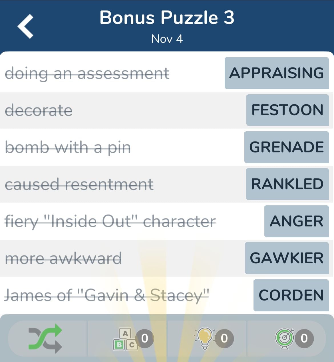 7 Little Words November 4 2024 Bonus 3