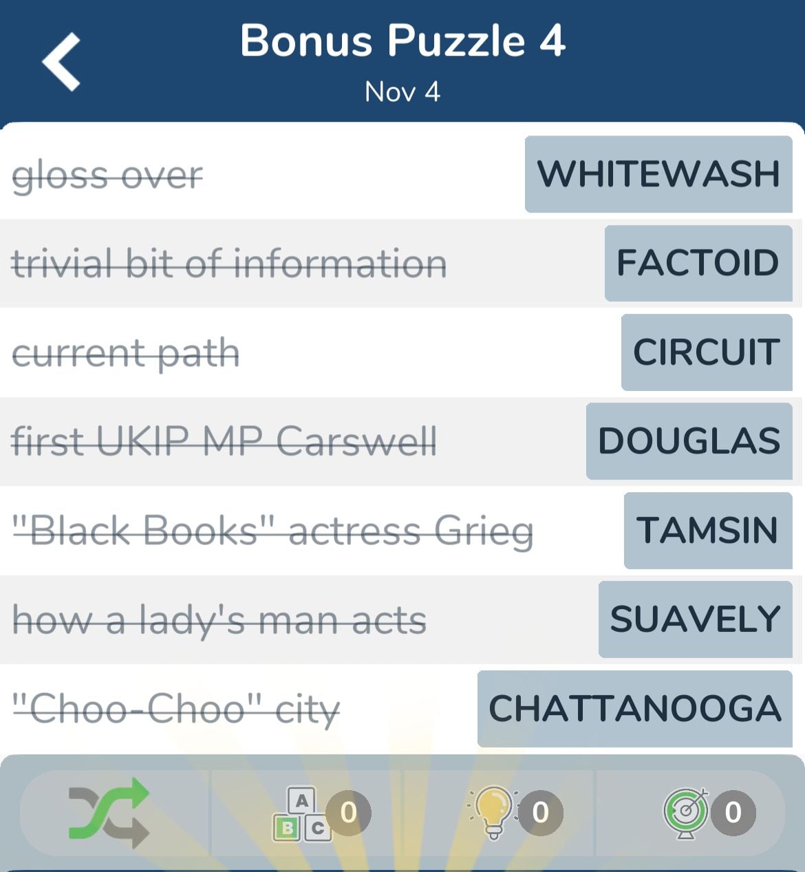 7 Little Words November 4 2024 Bonus 4