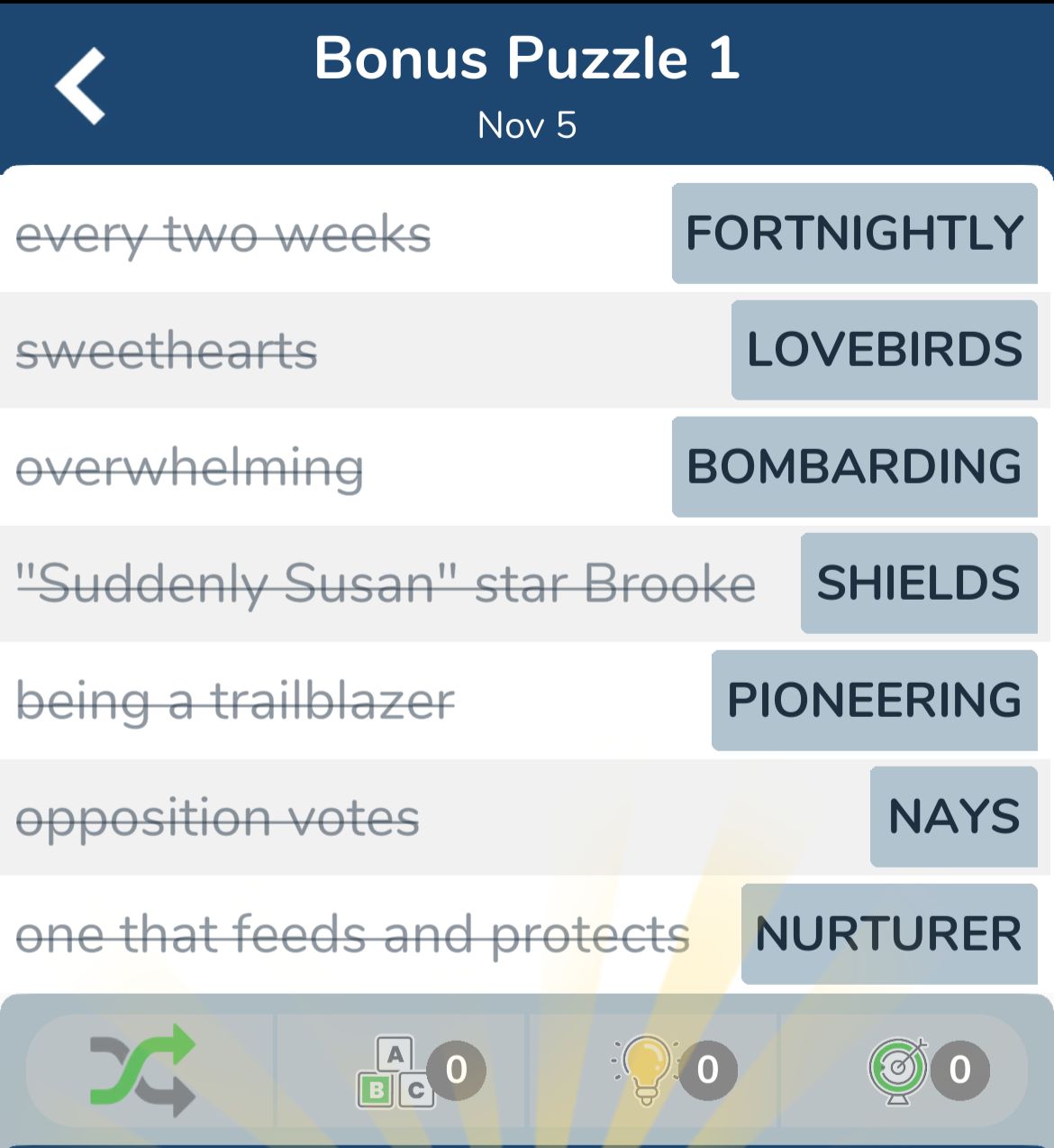 7 Little Words November 5 2024 Bonus 1