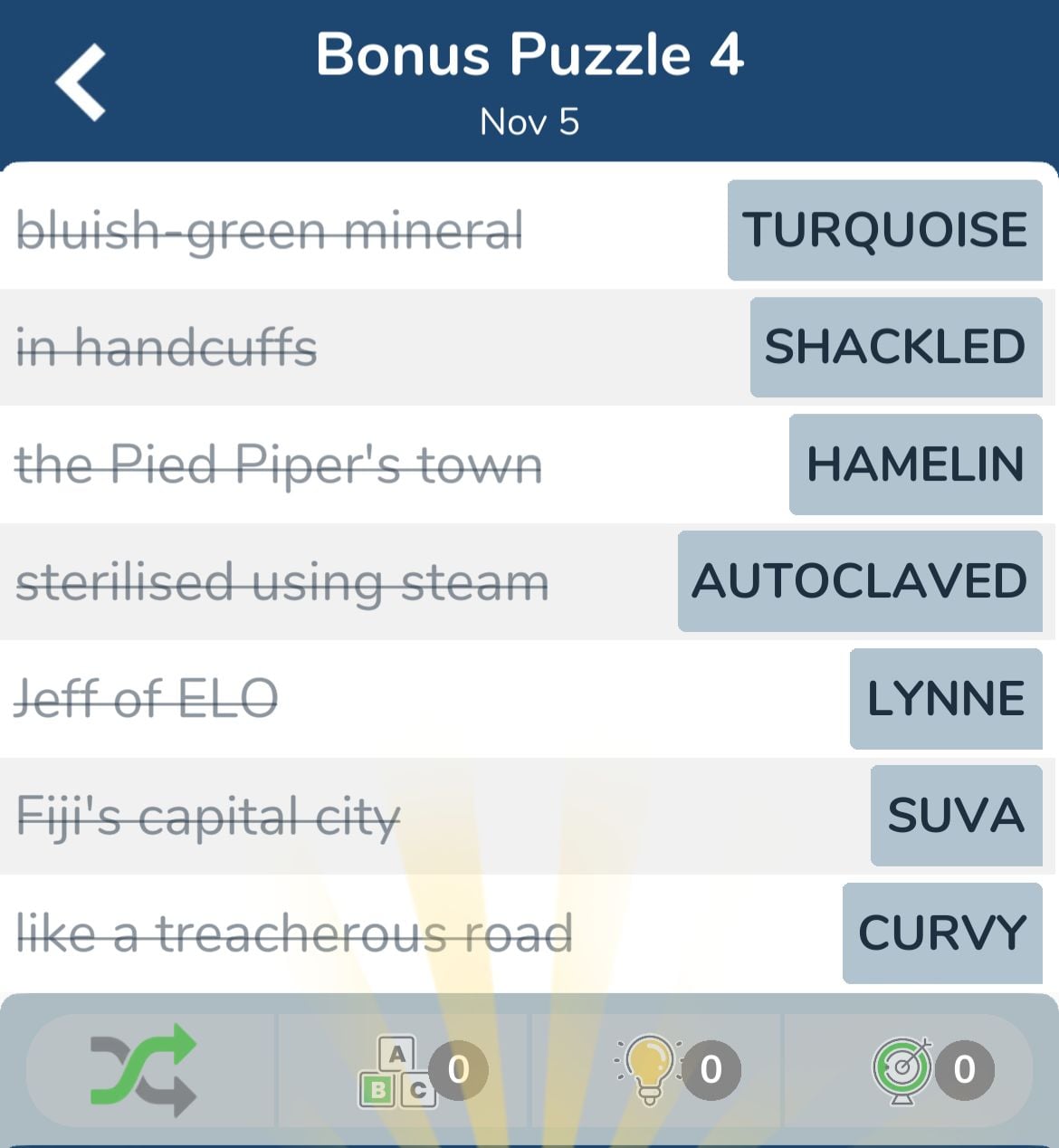 7 Little Words November 5 2024 Bonus 4