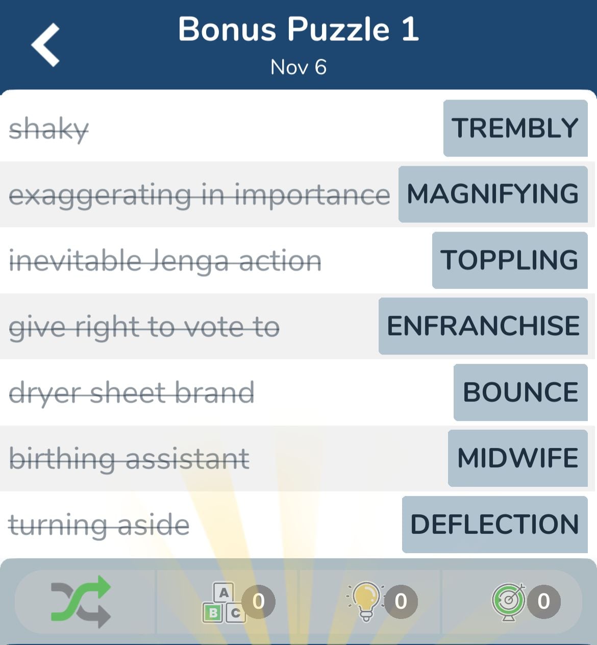 7 Little Words November 6 2024 Bonus 1
