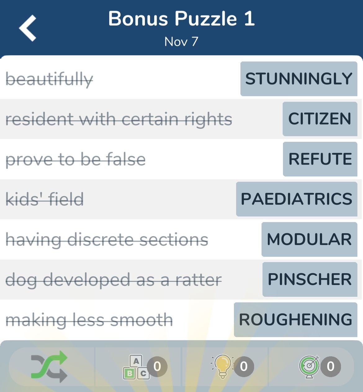 7 Little Words November 7 2024 Bonus 1