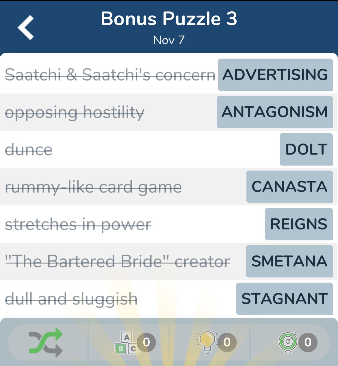 7 Little Words November 7 2024 Bonus 3