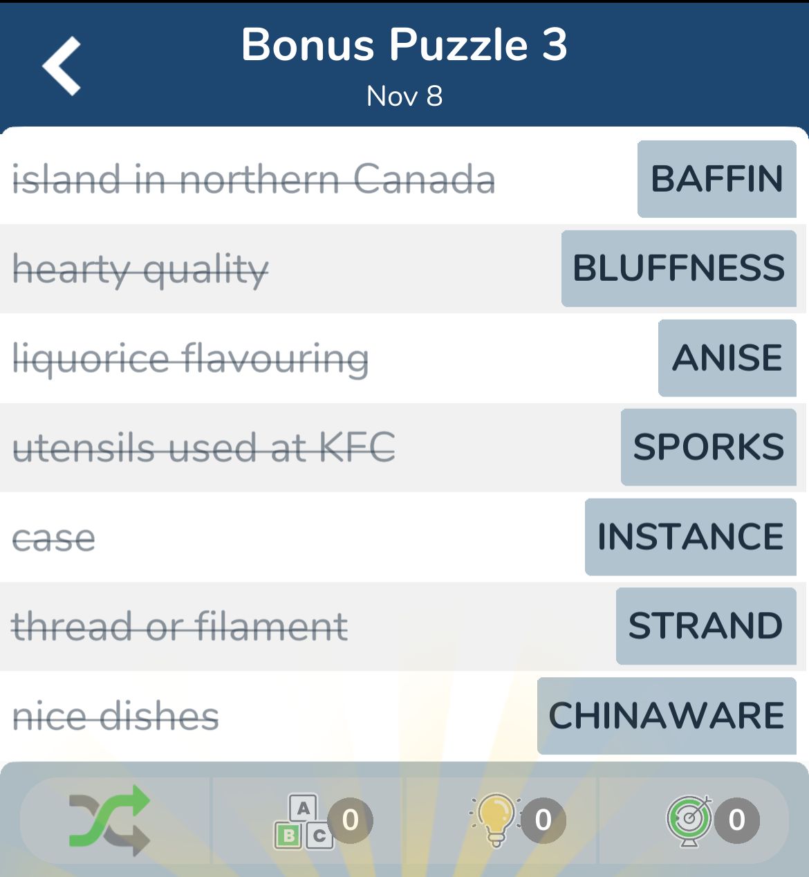 7 Little Words November 8 2024 Bonus 3