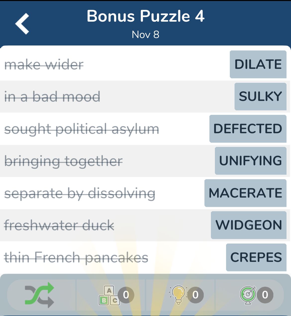 7 Little Words November 8 2024 Bonus 4
