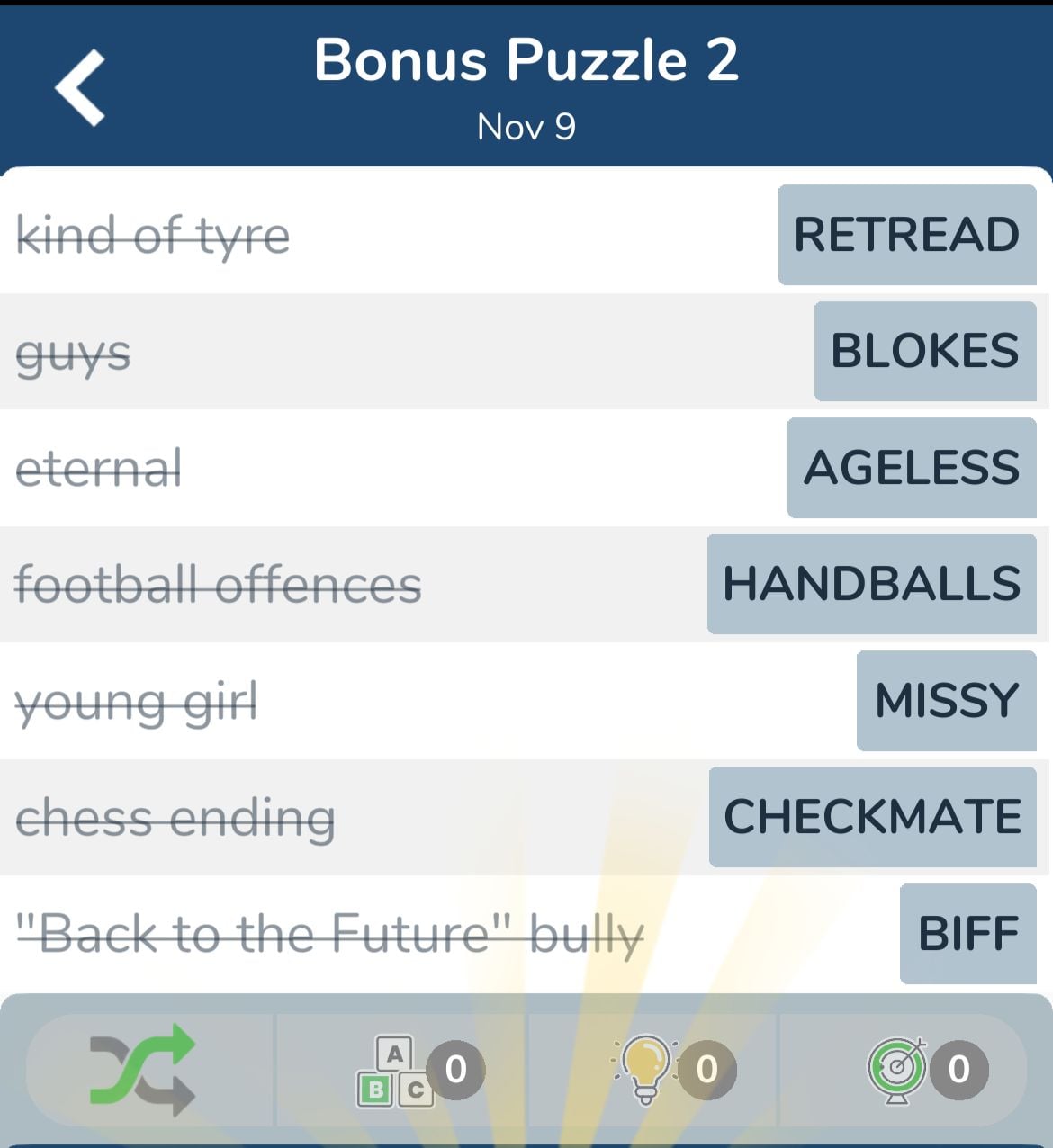 7 Little Words November 9 2024 Bonus 2