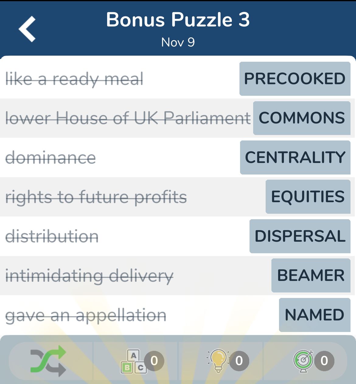 7 Little Words November 9 2024 Bonus 3
