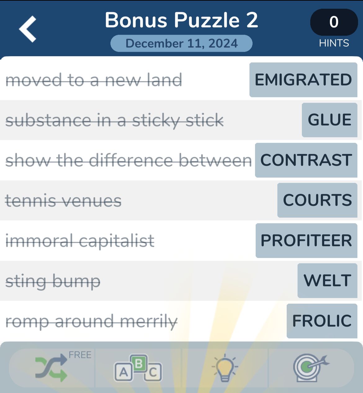 7 Little Words December 11 2024 Bonus 2