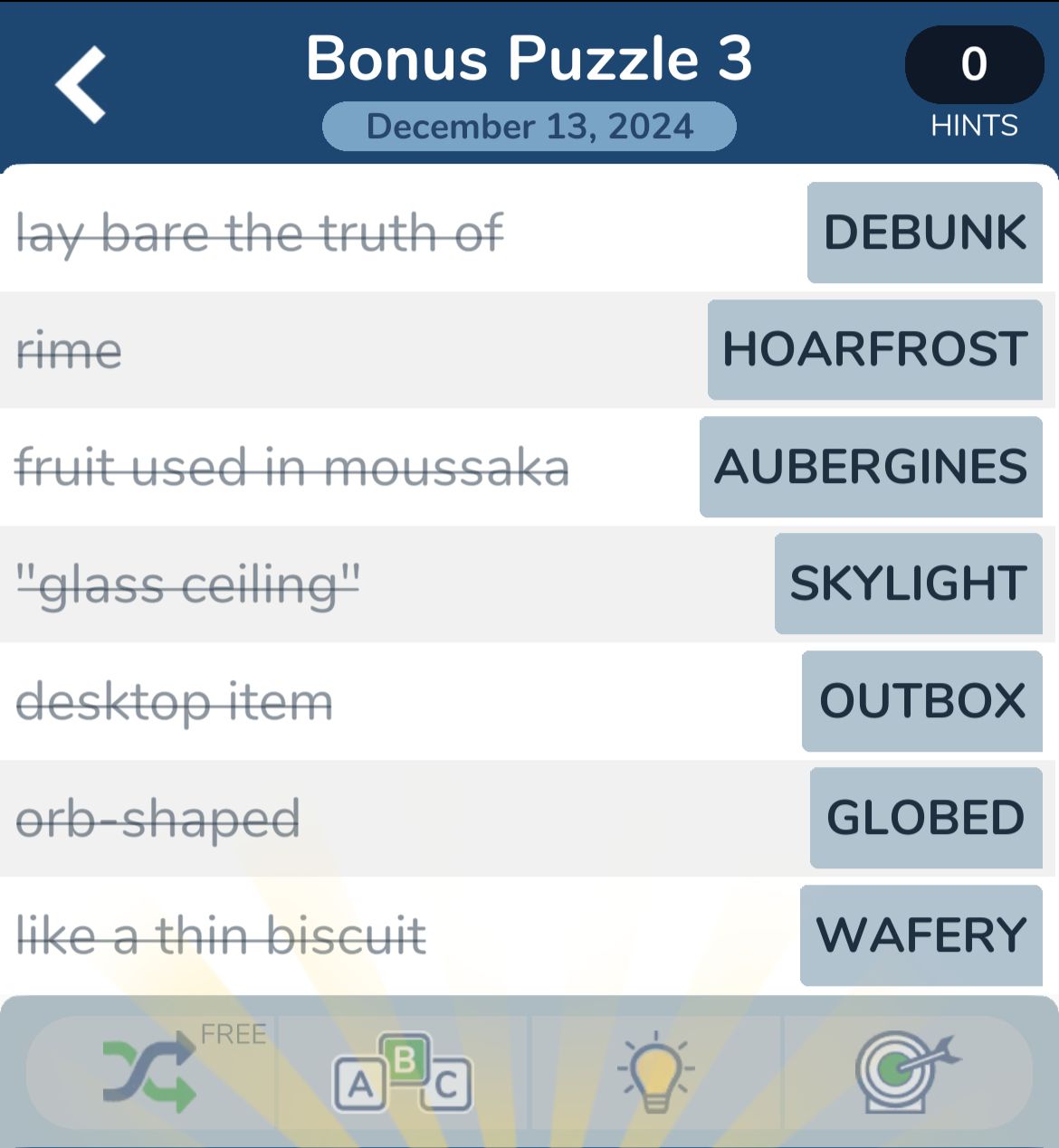 7 Little Words December 13 2024 Bonus 3