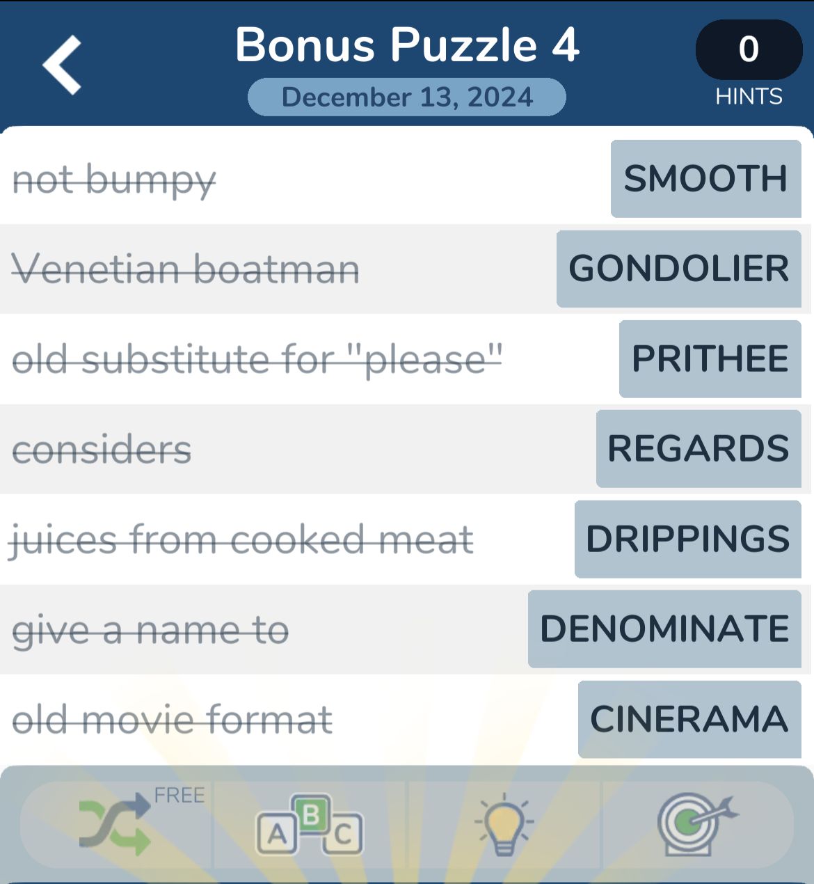 7 Little Words December 13 2024 Bonus 4